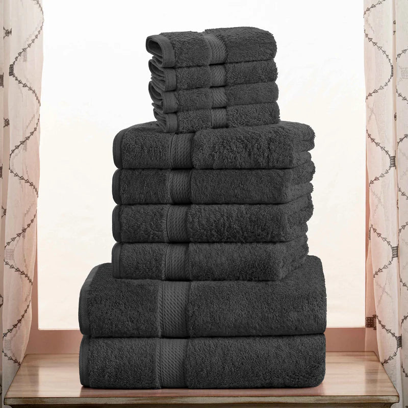 Premium 10-Piece Egyptian Cotton Towel Set - Ultra Soft, Heavyweight & Plush for Bath, Spa & Luxury Home Use