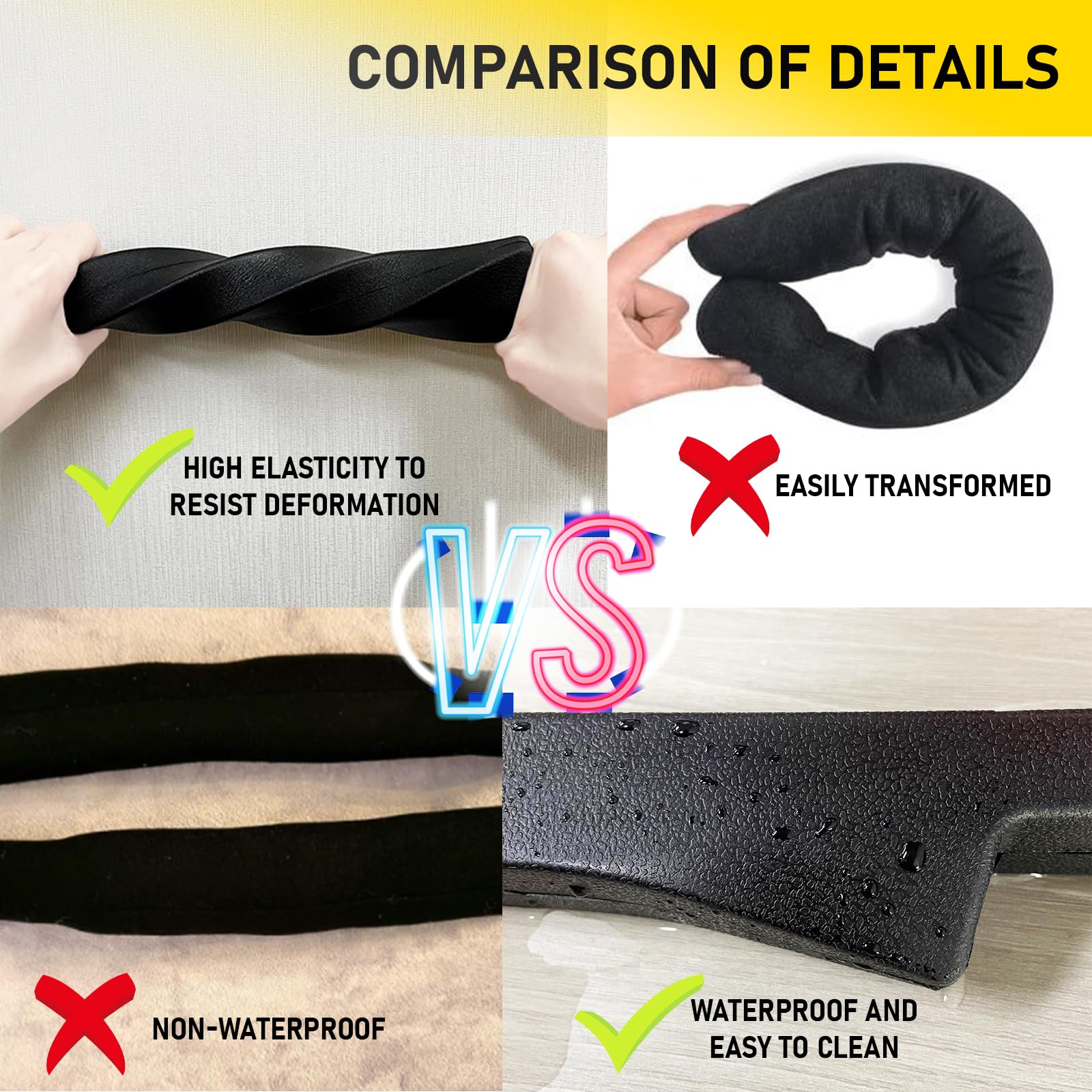 2-Pack Elastic Car Seat Gap Filler - Universal Gap Plug for Seat & Console, Prevents Items from Falling in Cars, Trucks & SUVs (Black) - Perfect for Road Trips, Daily Commutes & Family Travel