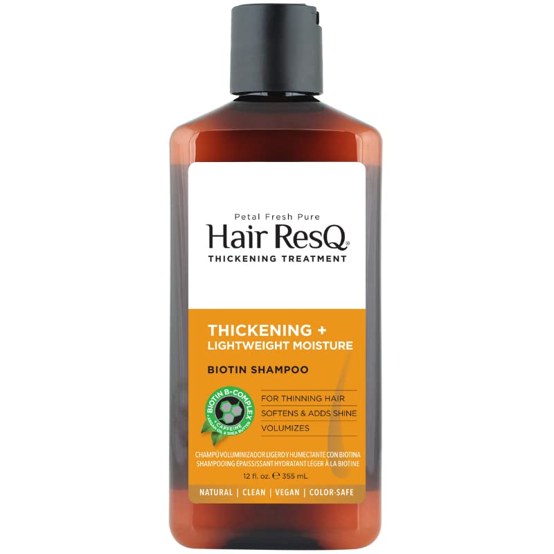 Petal Fresh Pure Hair ResQ Thickening Shampoo with Biotin & Argan Oil - Volumizing Treatment for Thinning & Dry Hair - Restores Shine & Moisture with Shea Butter - Vegan, 12 fl oz (355 ml) - Perfect for Daily Hair Care & Scalp Nourishment