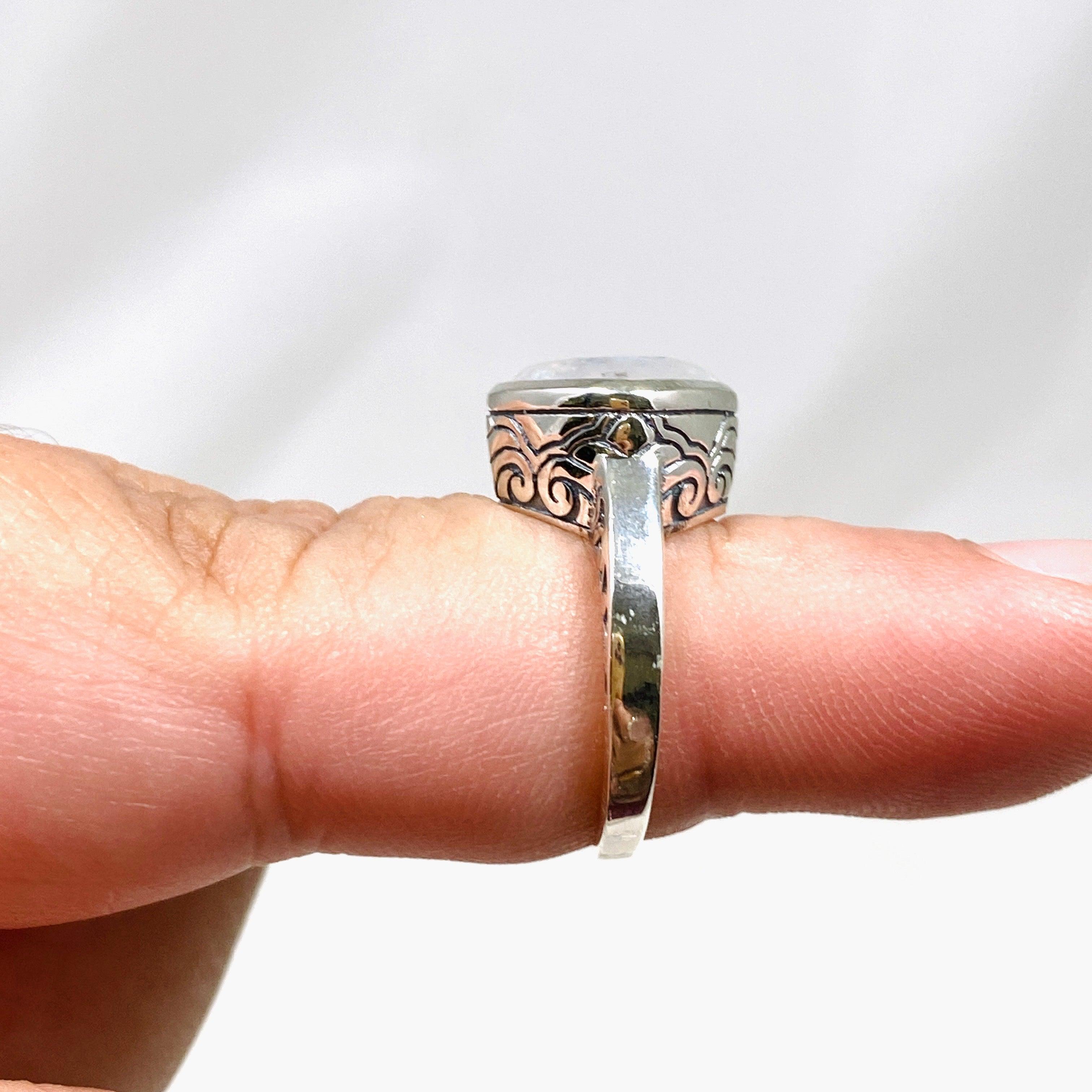 Moonstone Boho Style Square Ring R3911 - Elegant Handmade Jewelry for Women, Perfect for Boho Chic Fashion & Everyday Wear
