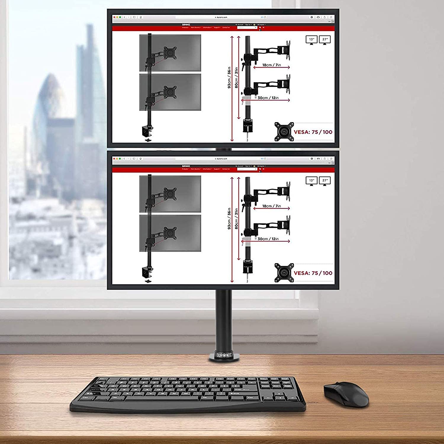 Duronic DM15V2 Dual Monitor Stand for 13-32