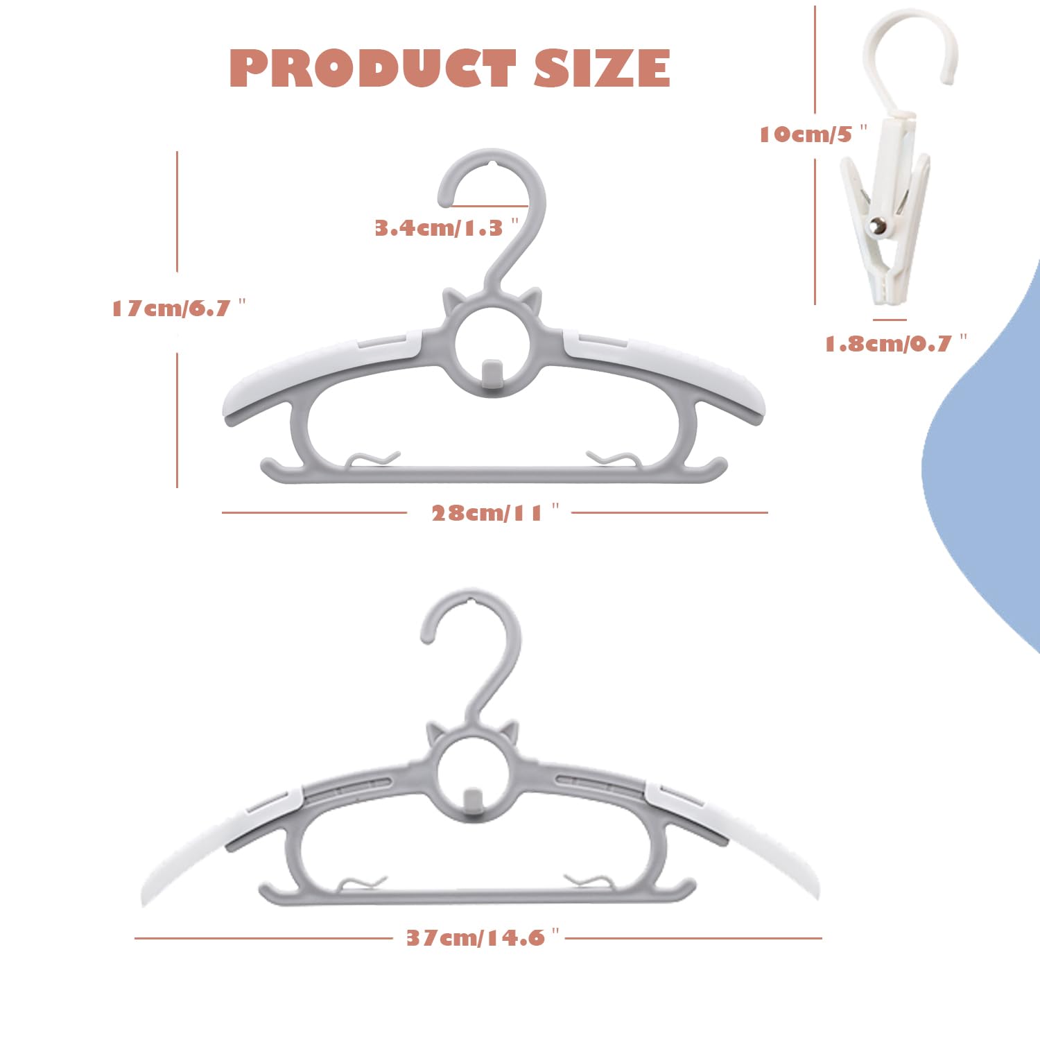 30pcs Ultra Thin Non-Slip Adjustable Baby Clothes Hangers (11