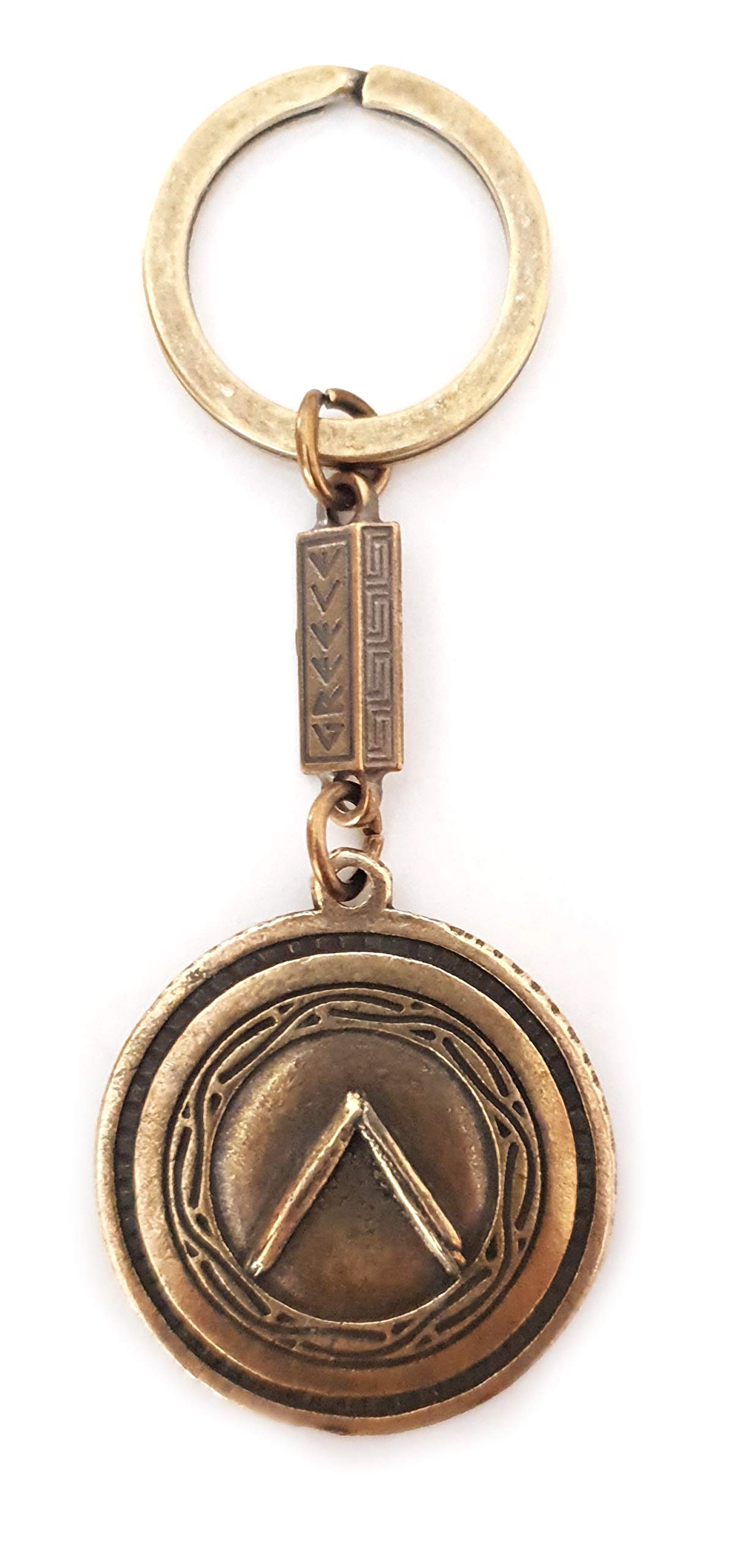 Ancient Spartan Battle Helmet Keychain - Greek Warrior Coin Shield Key Ring - Perfect for Movie 300 Fans, History Enthusiasts & Gift Giving