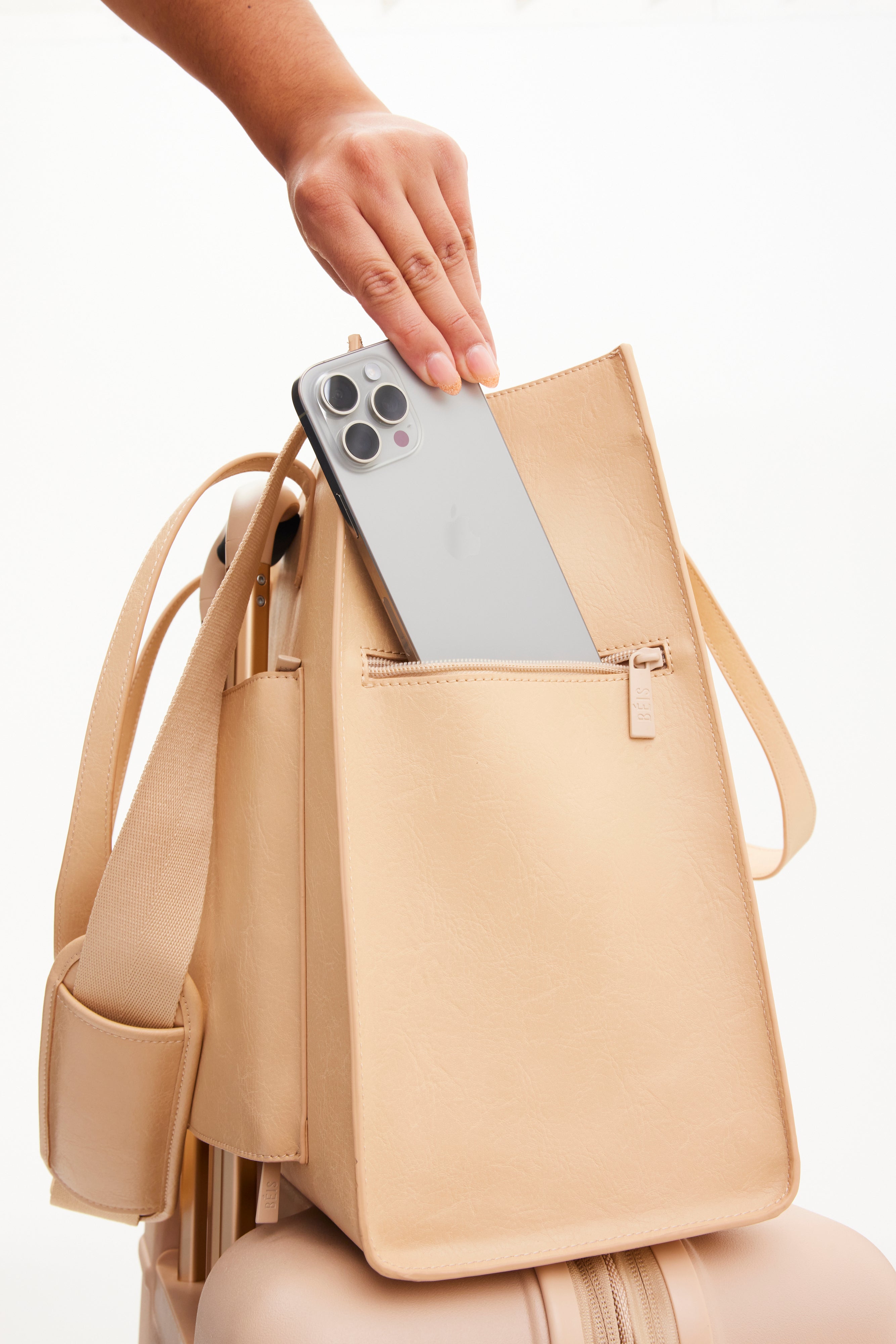 Premium Large Work Tote Bag in Beige - Spacious Professional Laptop Tote for Women, Office Commute & Business Travel