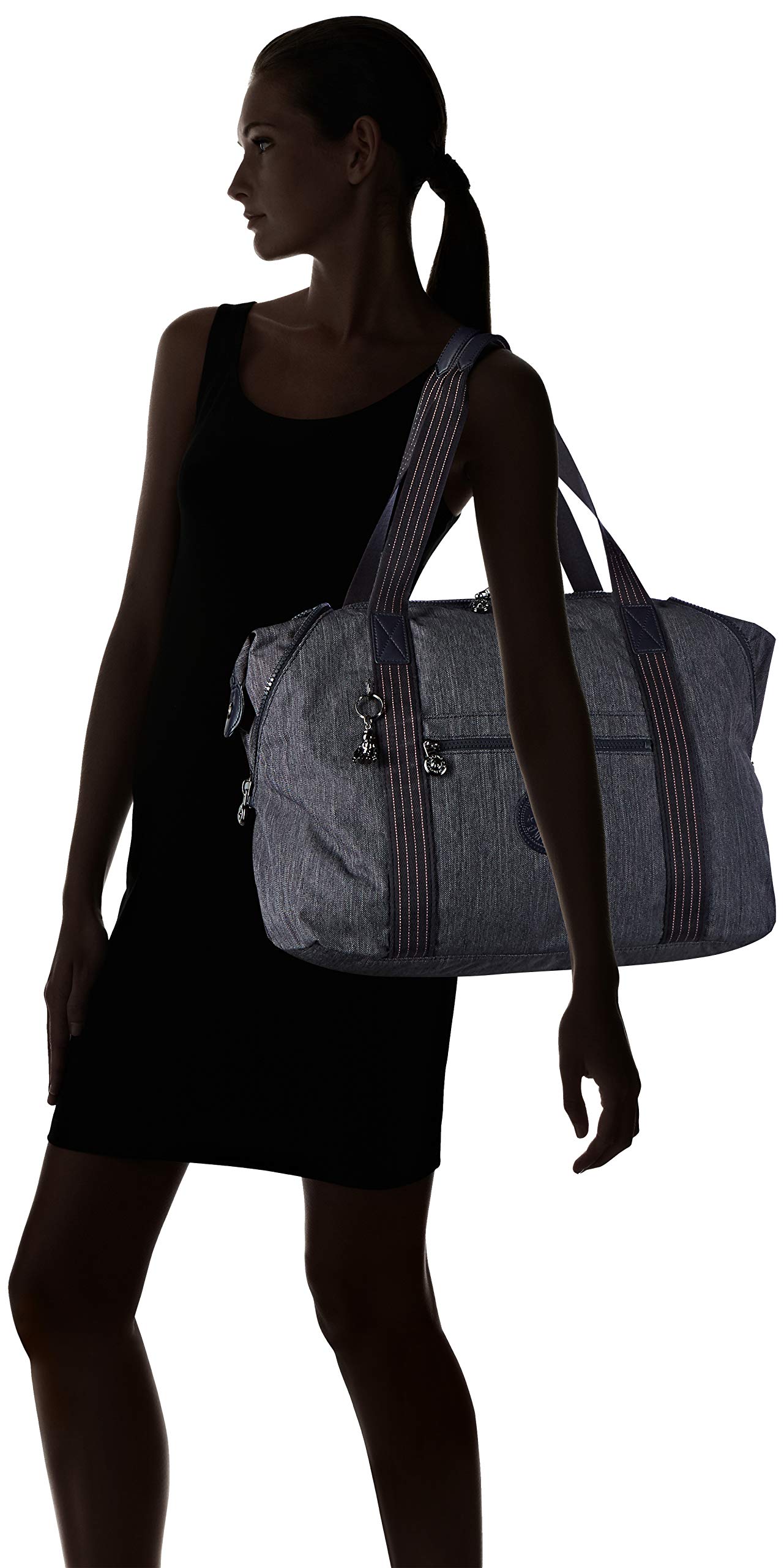 Kipling ART M Travel Tote Bag - 58cm Large Lightweight Carryall (26L, 0.50kg) in Active Denim - Perfect for Work, Gym & Weekend Getaways