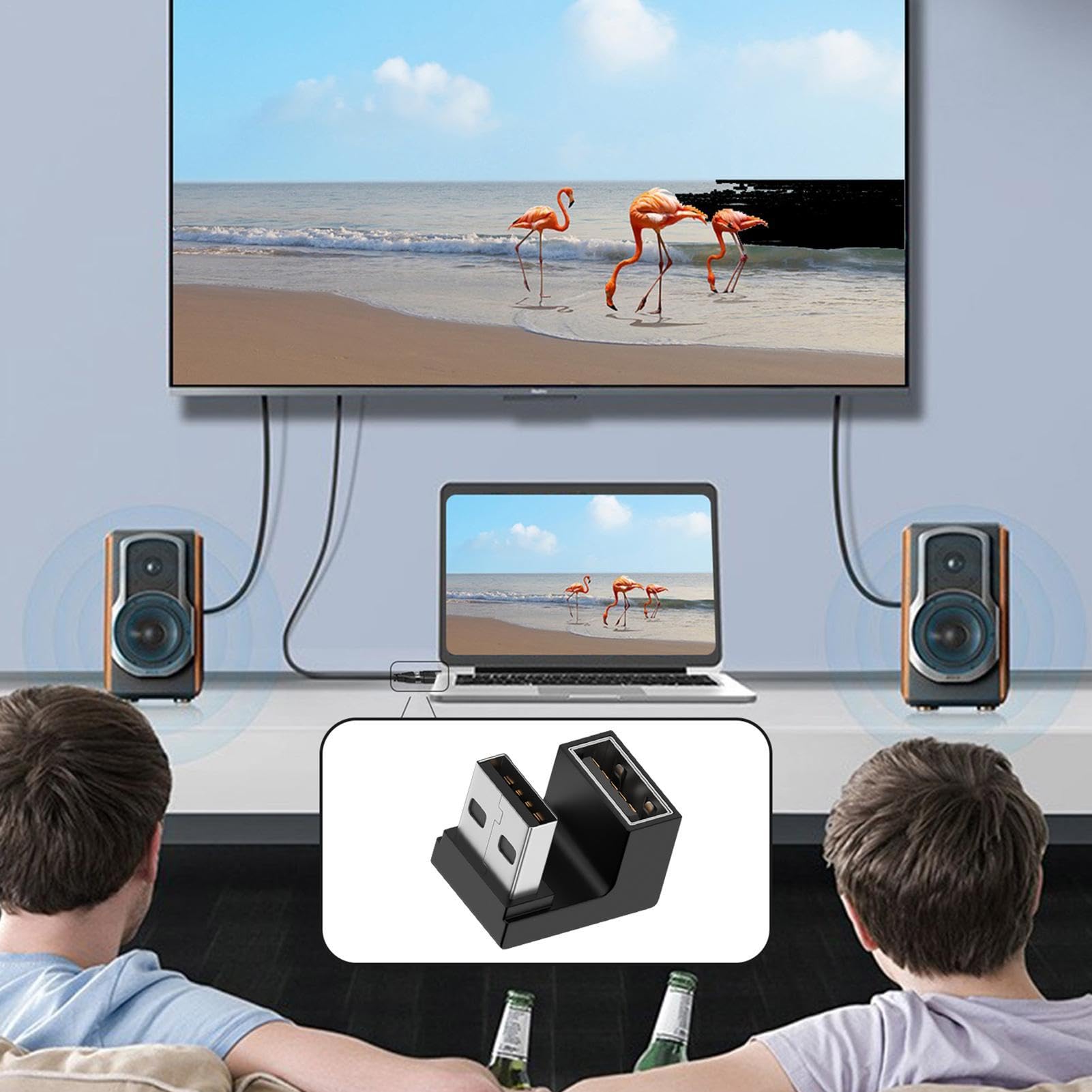 USB 3.0 A Male to Female Adapter - 10Gbps High Speed Data Transfer, Right Angle L-Shaped USB Extender Connector for Laptop, PC, TV - Perfect for Tight Spaces & Cable Management