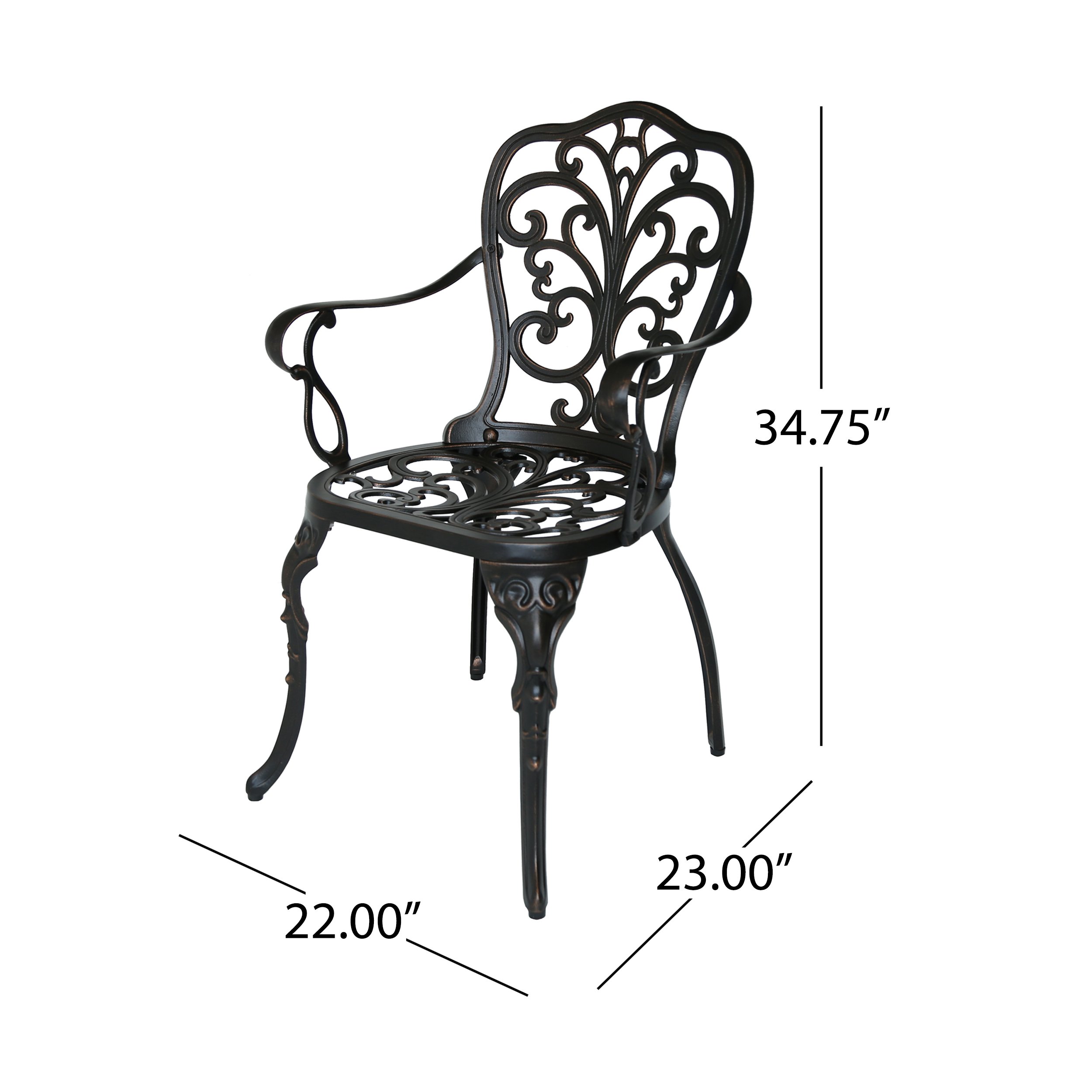 Christopher Knight Home Buddy Outdoor Cast Aluminum Dining Chair (Set of 2) - Shiny Copper Patio Furniture for Garden, Poolside & Backyard Dining