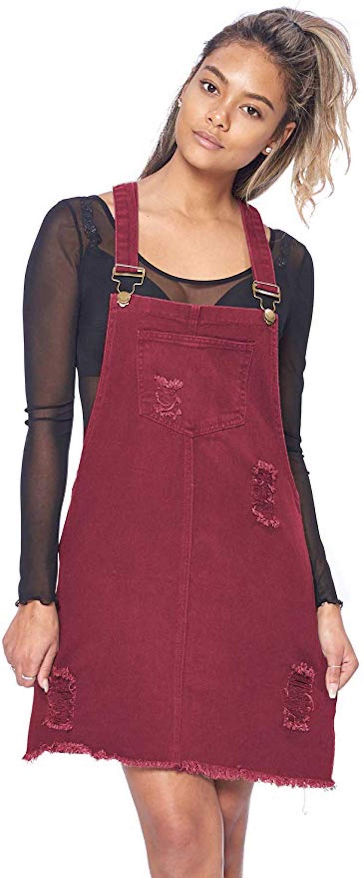 Love Moda Women's Casual Denim Distressed Overalls Dress with Adjustable Straps - Sizes Small to 3X Plus Size - Perfect for Spring Outfits, Street Style & Casual Wear