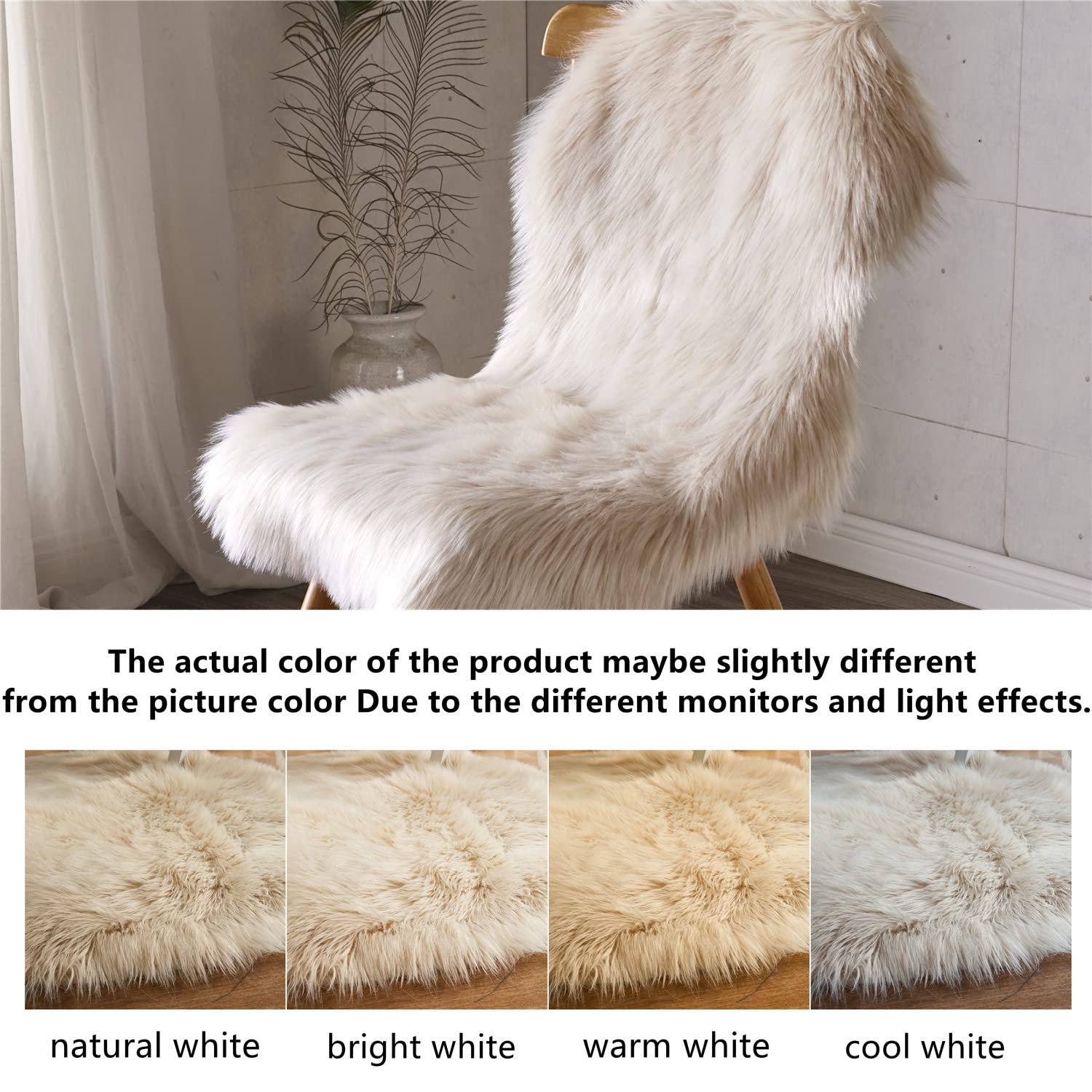 Arbosofe Faux Fur Sheepskin Rug - Soft Fluffy Beige Shaggy Area Rug 2x3 Feet for Bedroom & Living Room - Cozy Home Decor for Floor, Sofa, Nursery & Pet Area
