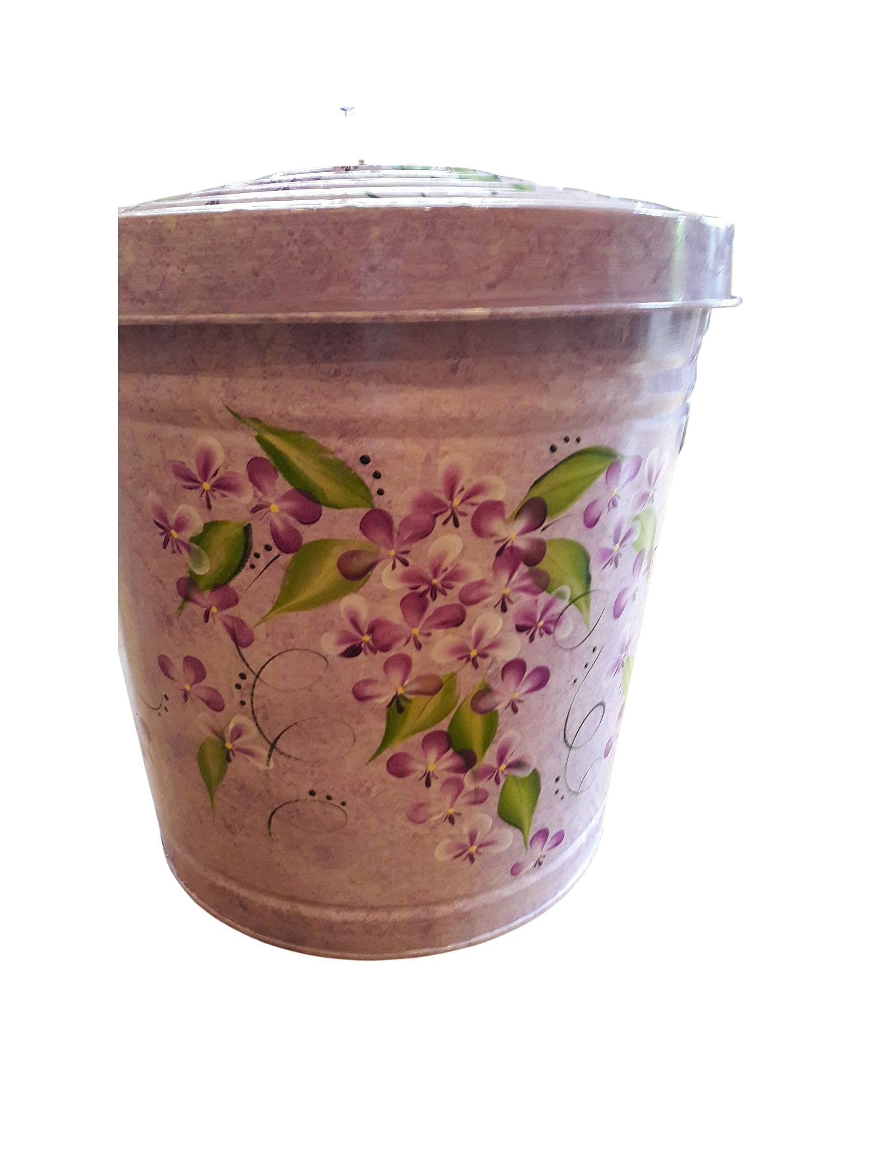 10 Gallon Hand Painted Decorative Trash Can - Elegant Waste Bin for Kitchen, Bathroom & Office - Eco-Friendly Garbage Can with Artistic Designs for Home Decor