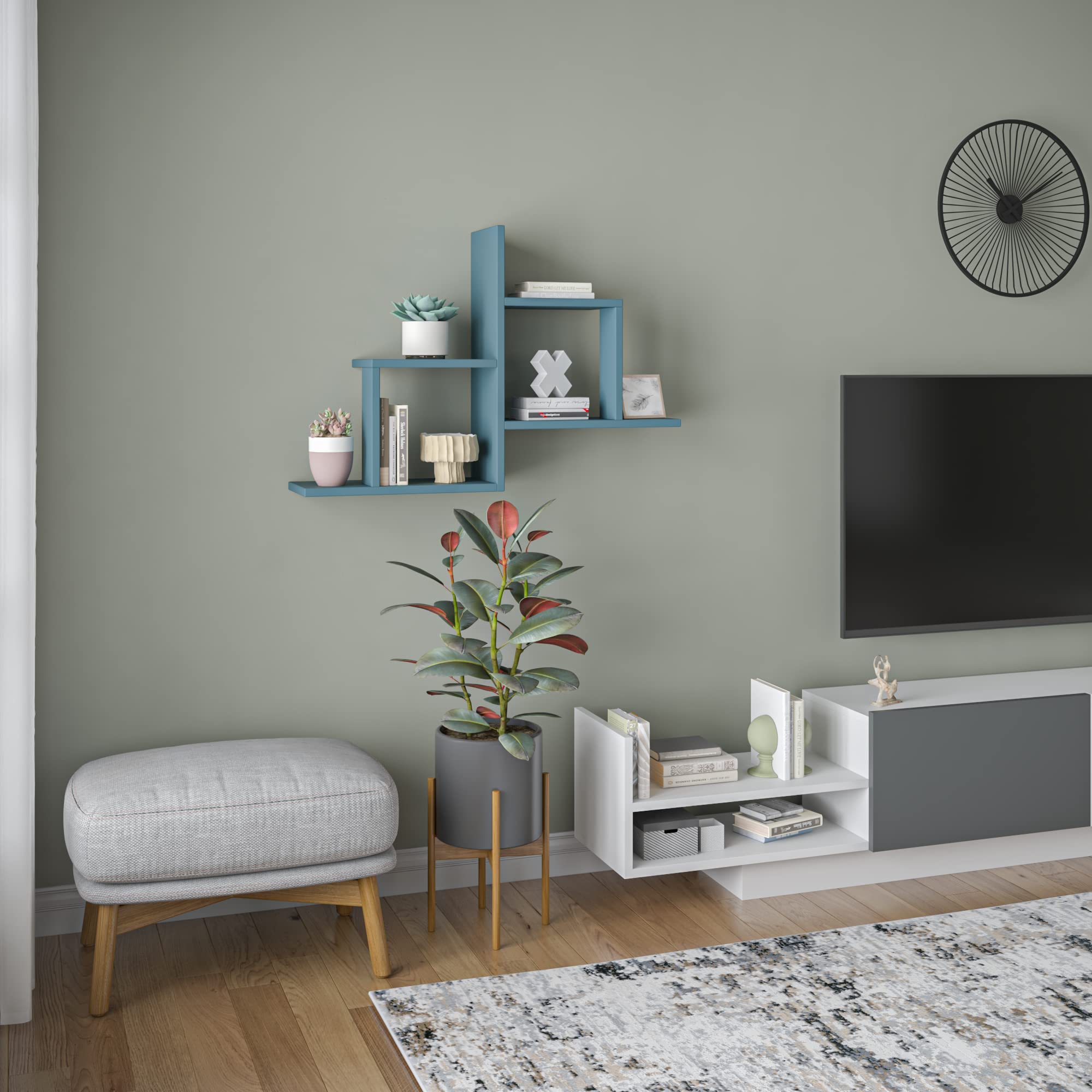 Modern Petrol Blue Wall Shelf 22.83