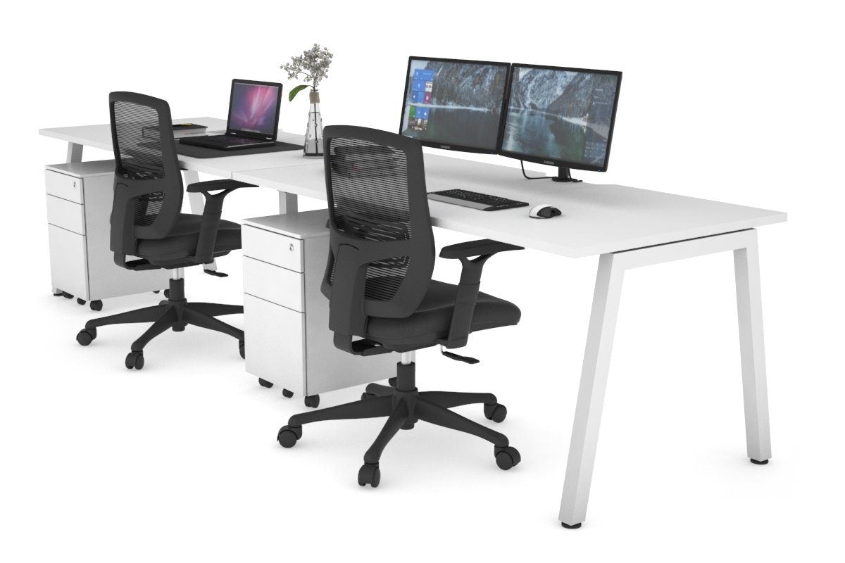 Quadro 2 Person Office Workstation Desk - 1800L x 800W with Cable Management - Perfect for Shared Workspaces & Collaborative Office Environments