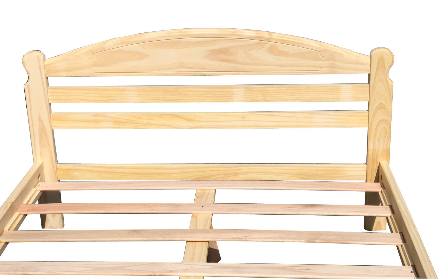 Solid Pine Wood Full-XL Bed Frame with Hardwood Slats - Unfinished Wooden Bed for Adults - Easy Assembly - Perfect for Master Bedroom, Guest Room or Dormitory