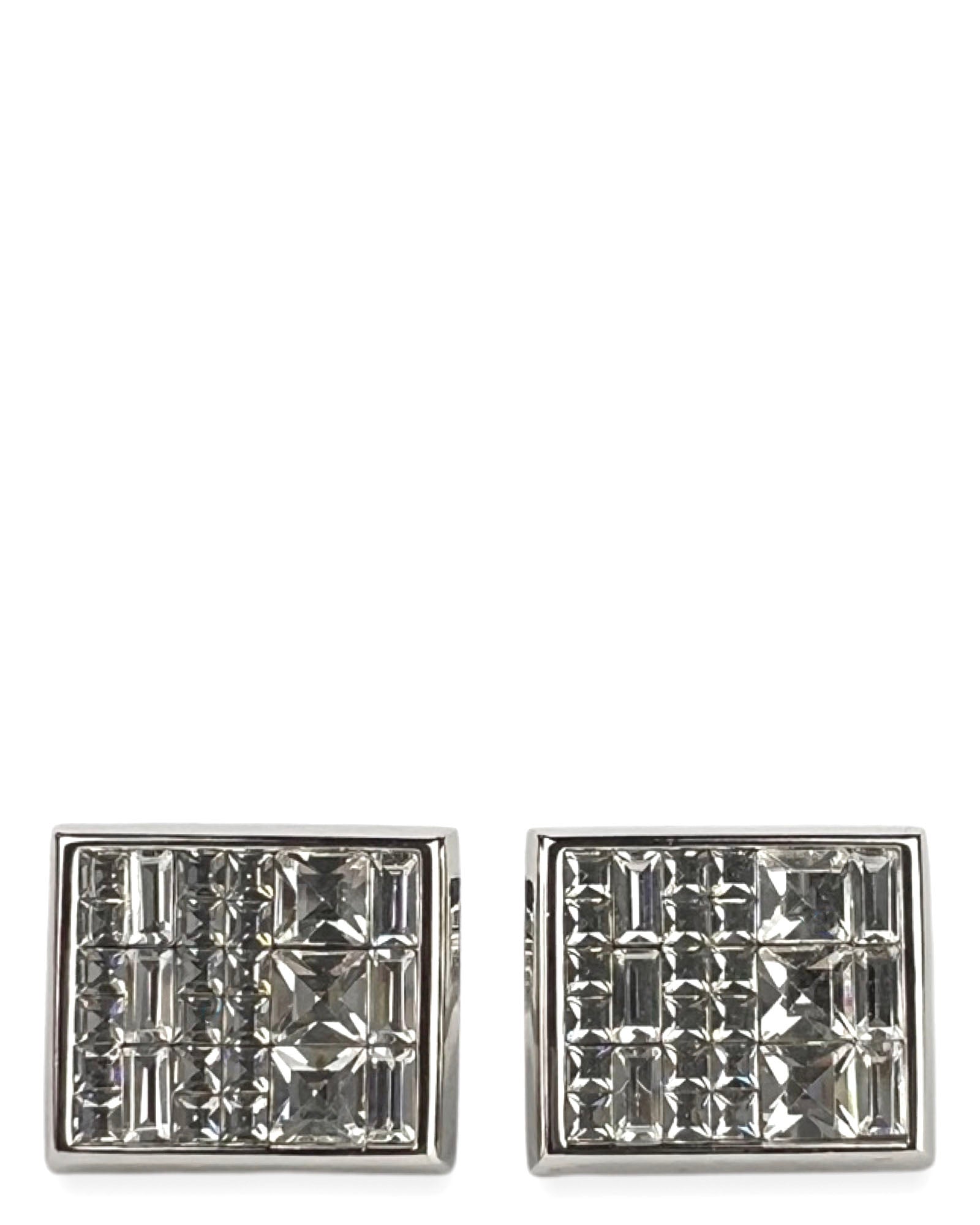 DÉCLIC Orion Rectangle Cufflinks - Elegant Clear Crystal Dress Shirt Accessories for Men | Perfect for Weddings, Business Meetings & Formal Events