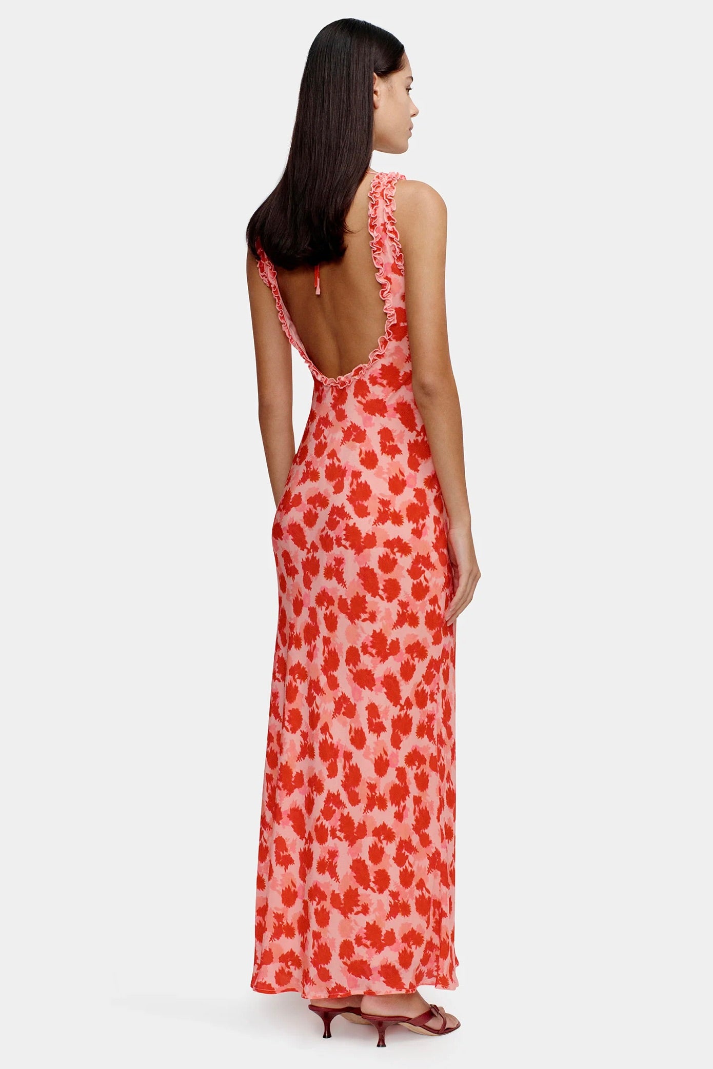 Bella Strawberry Fields Backless Maxi Dress - Floral Summer Beach Dress for Women, Perfect for Vacations, Weddings & Outdoor Parties
