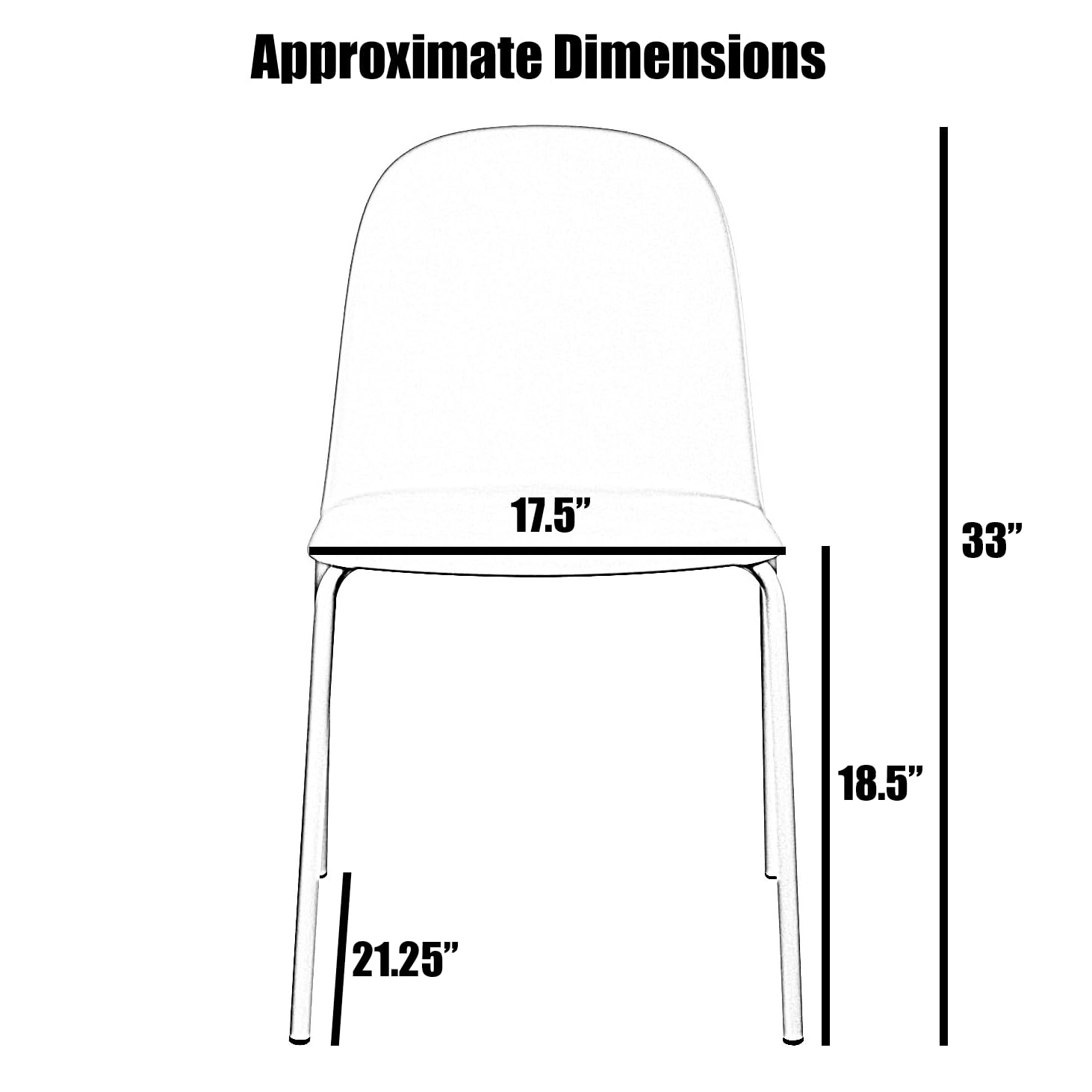 2-Pack Modern Stackable Armless Dining Chairs - 4 Plastic Shell Seats with Sturdy Metal Legs for Indoor/Outdoor Use - Perfect for Kitchen, Dining Room, Patio & Backyard (White)