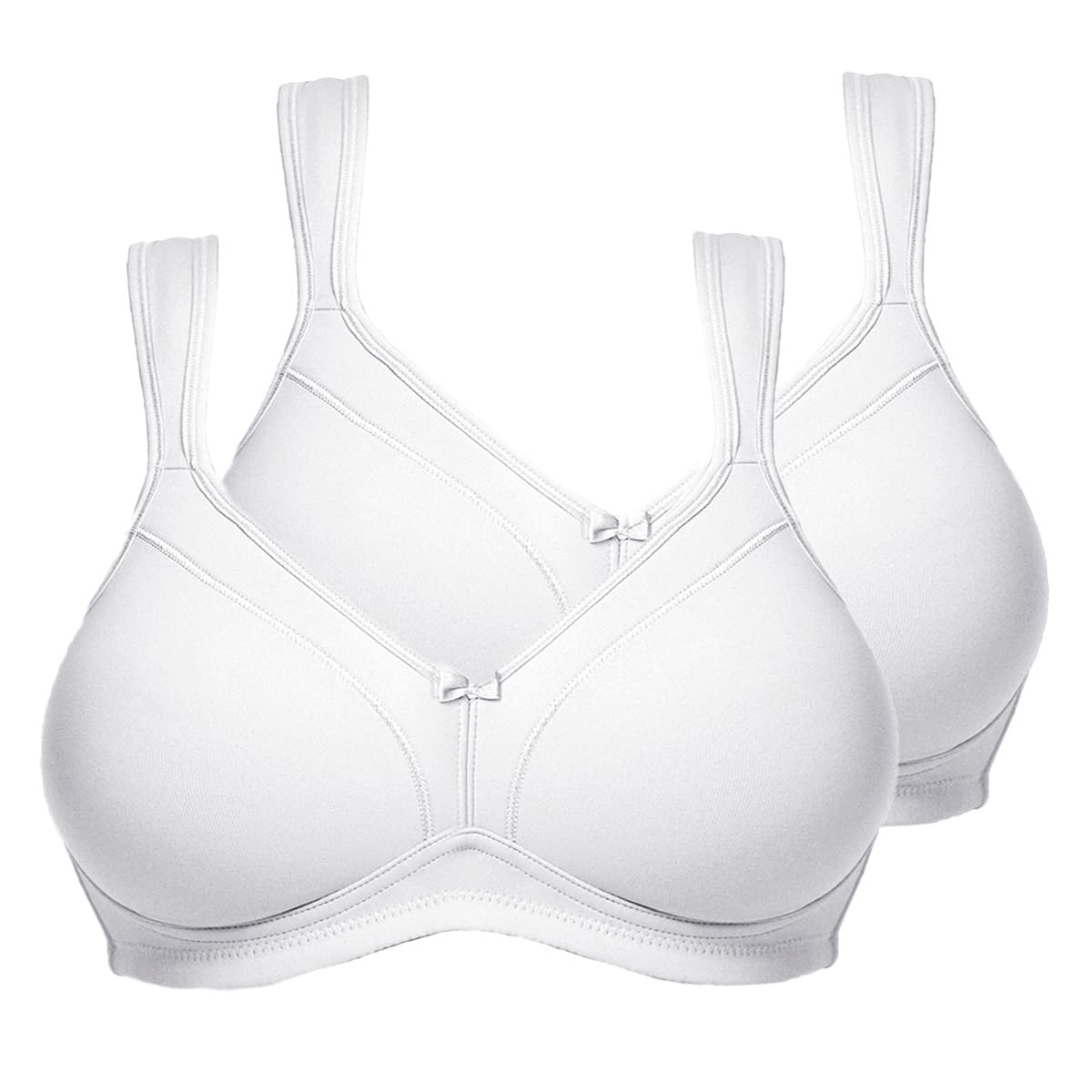 Comfortable Women's Non-Wired Bras 2-Pack - Soft Wireless Support for Everyday Wear, Yoga & Lounge