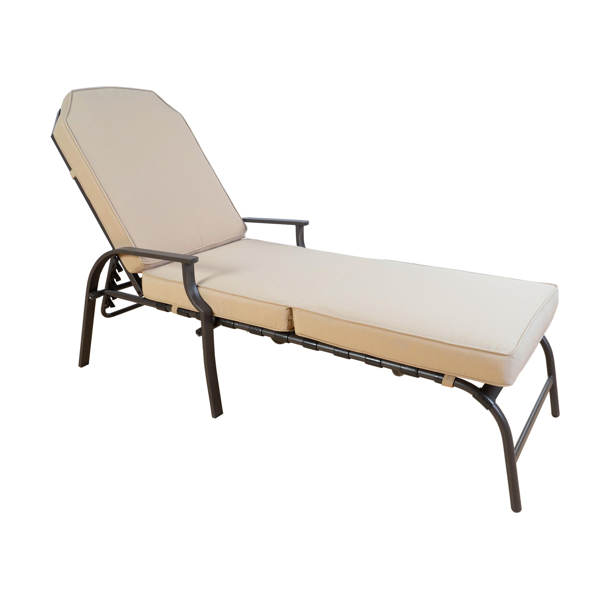 Kozyard Maya Chaise Lounge - Outdoor Patio Recliner Chair with Cushion, Comfortable Adjustable Sun Lounger for Poolside, Backyard, Beach & Garden Relaxation (Tan) - Weather-Resistant & Durable