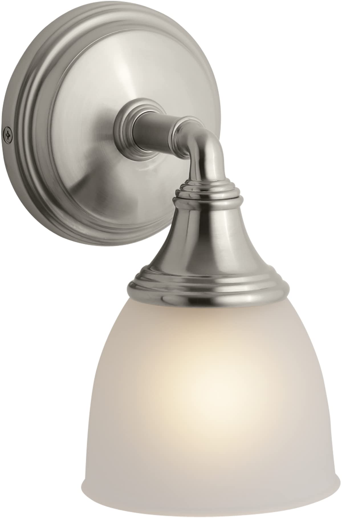 KOHLER Devonshire Brushed Nickel Bathroom Vanity Light Fixture - Adjustable Wall Sconce with Up/Down Facing Options - UL Listed 1-Light Bath Lighting - Perfect for Modern Bathrooms & Powder Rooms
