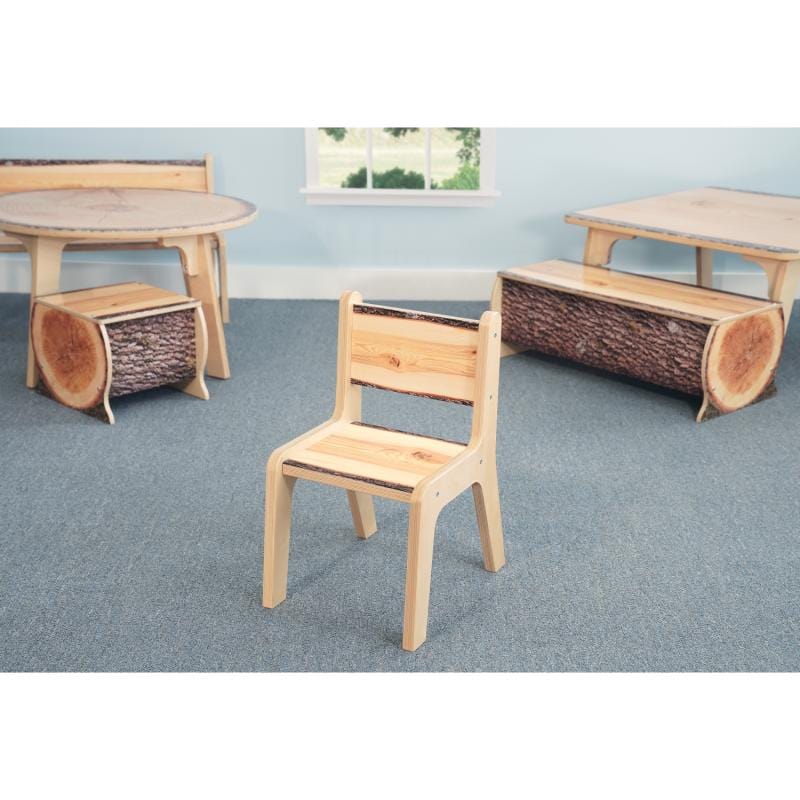 Live Edge Wooden Chair with Natural Finish - Handcrafted Rustic Dining Chair for Kitchen, Dining Room, or Office - Nature View 12H Solid Wood Furniture for Home Decor