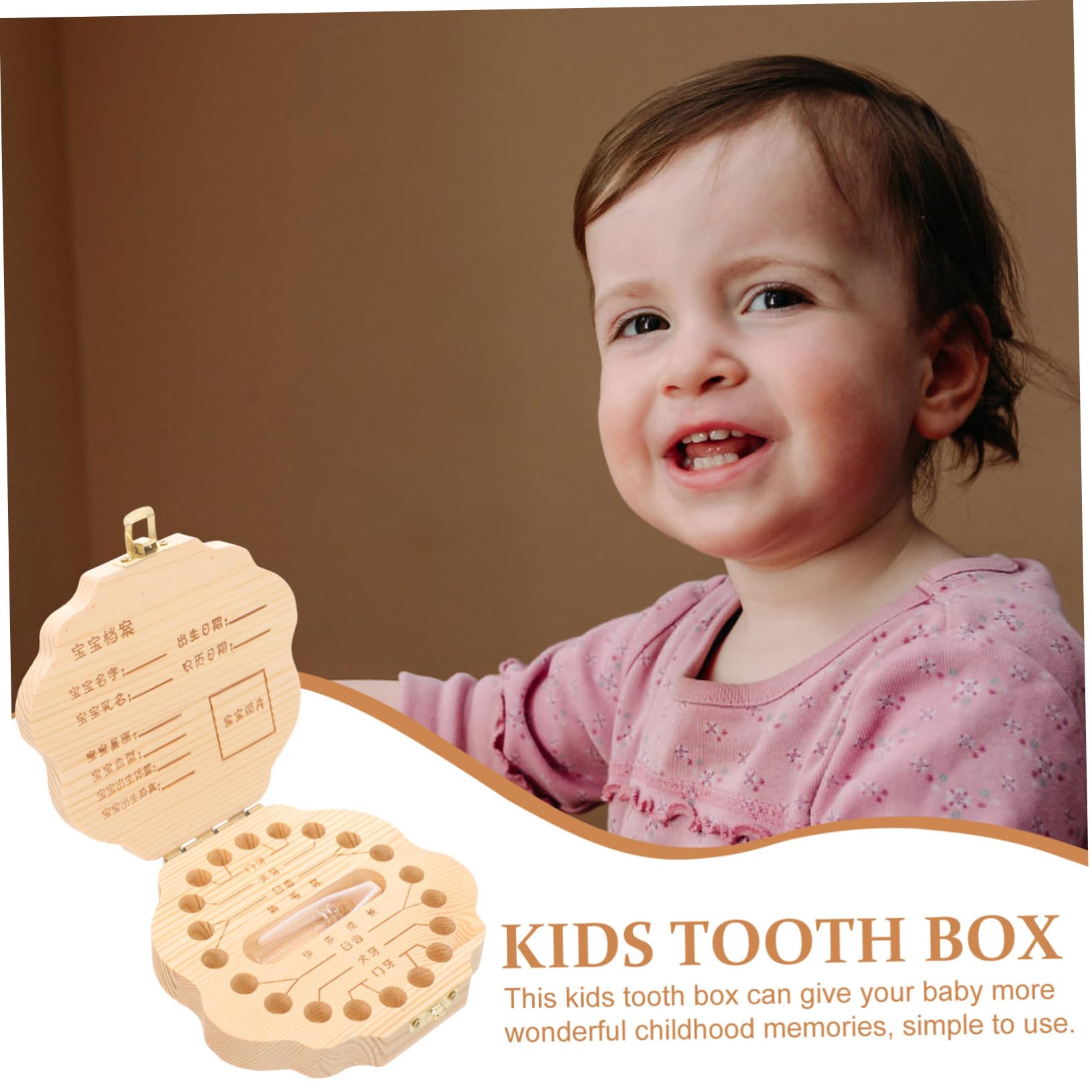 BIUDECO Wooden Tooth Box for Kids - Lost Tooth Holder & Container for Baby Teeth - Perfect for Tooth Fairy Gifts & First Tooth Keepsakes