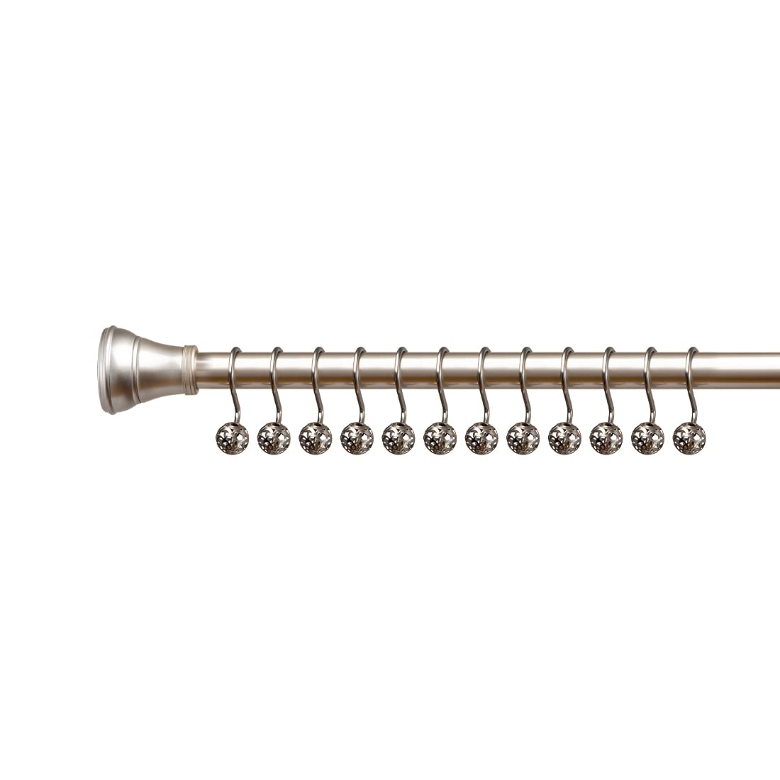 Utopia Alley Shower Rings - 12 Pack Hollow Ball Shower Curtain Hooks for Bathroom, Rust-Resistant Metal Shower Hooks in Brushed Nickel - Perfect for Modern Bathrooms, Dorms and Apartments