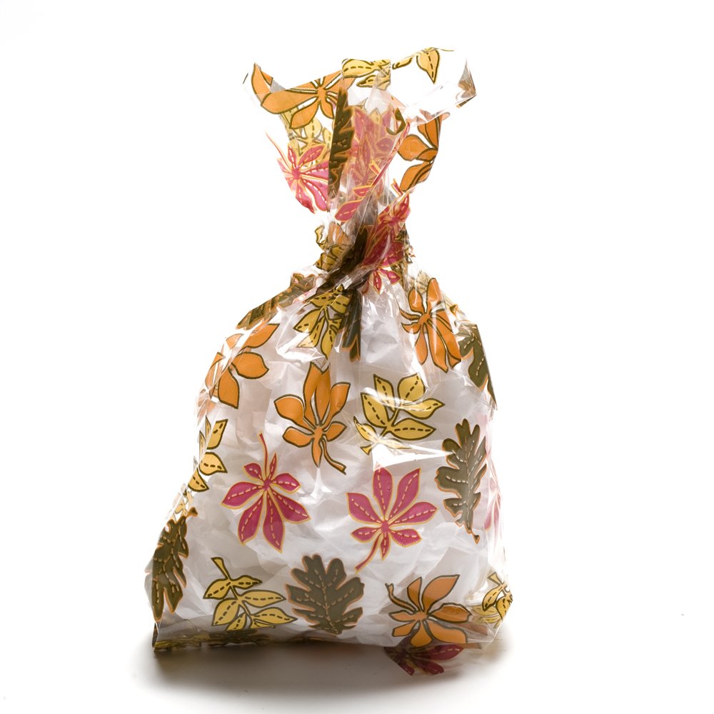 Autumn Fall Leaves Cellophane Bags for Party Favors, Wedding Decorations & Gift Wrapping - Perfect for Halloween, Thanksgiving & Seasonal Crafts