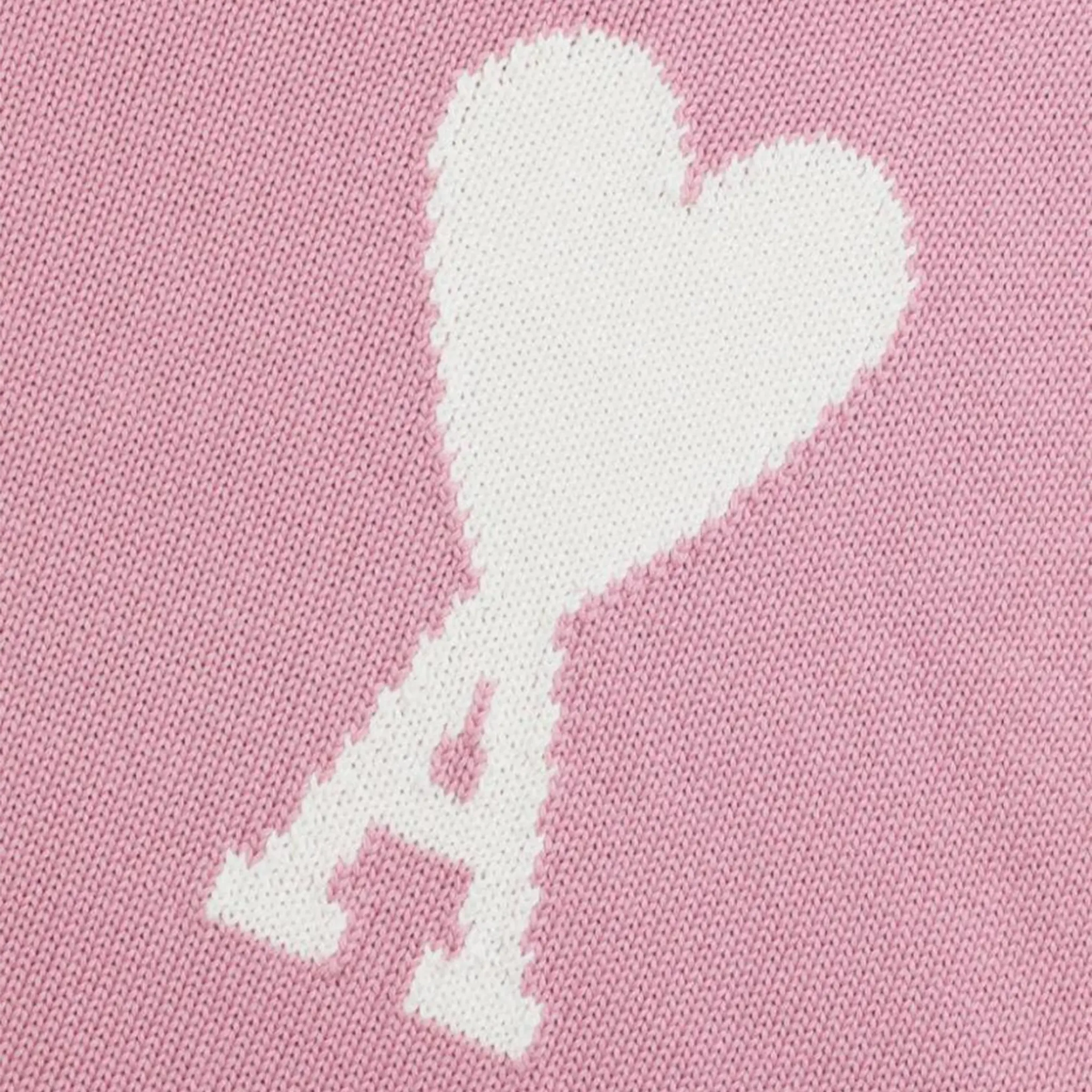 Ami Paris Ami De Coeur Logo Intarsia Pink Knit Sweatshirt | Women's Casual Pullover | Perfect for Fall Fashion & Streetwear Outfits