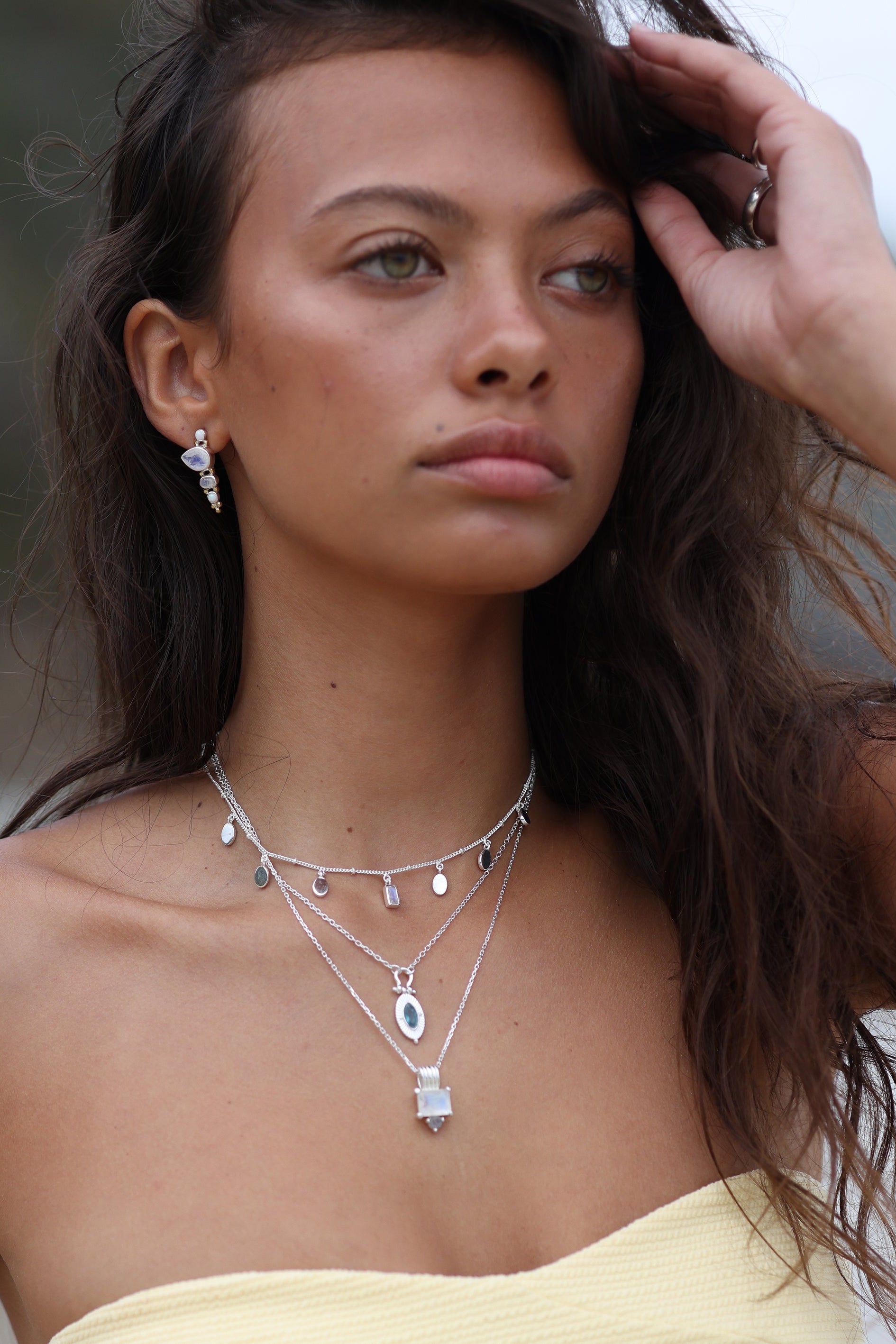 Elegant Petal Moonstone Silver Necklace for Women – Perfect for Weddings, Parties & Everyday Wear