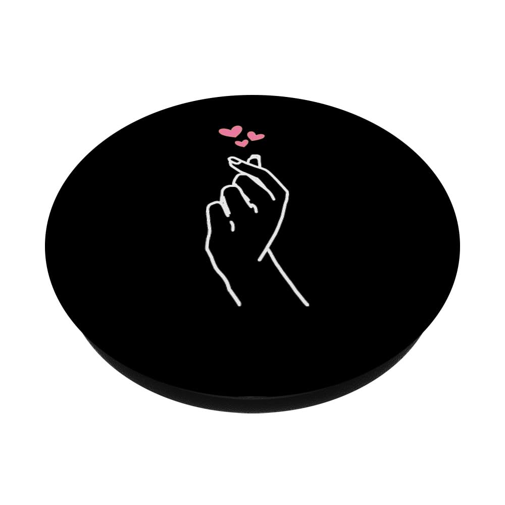 Korean K-pop Finger Heart Hand I Love You Merch - Adhesive PopGrip & PopSocket for Phones - Perfect for Kpop Fans, BTS ARMY, and KPOP Lovers (Use with Smartphones, Tablets, Cases)