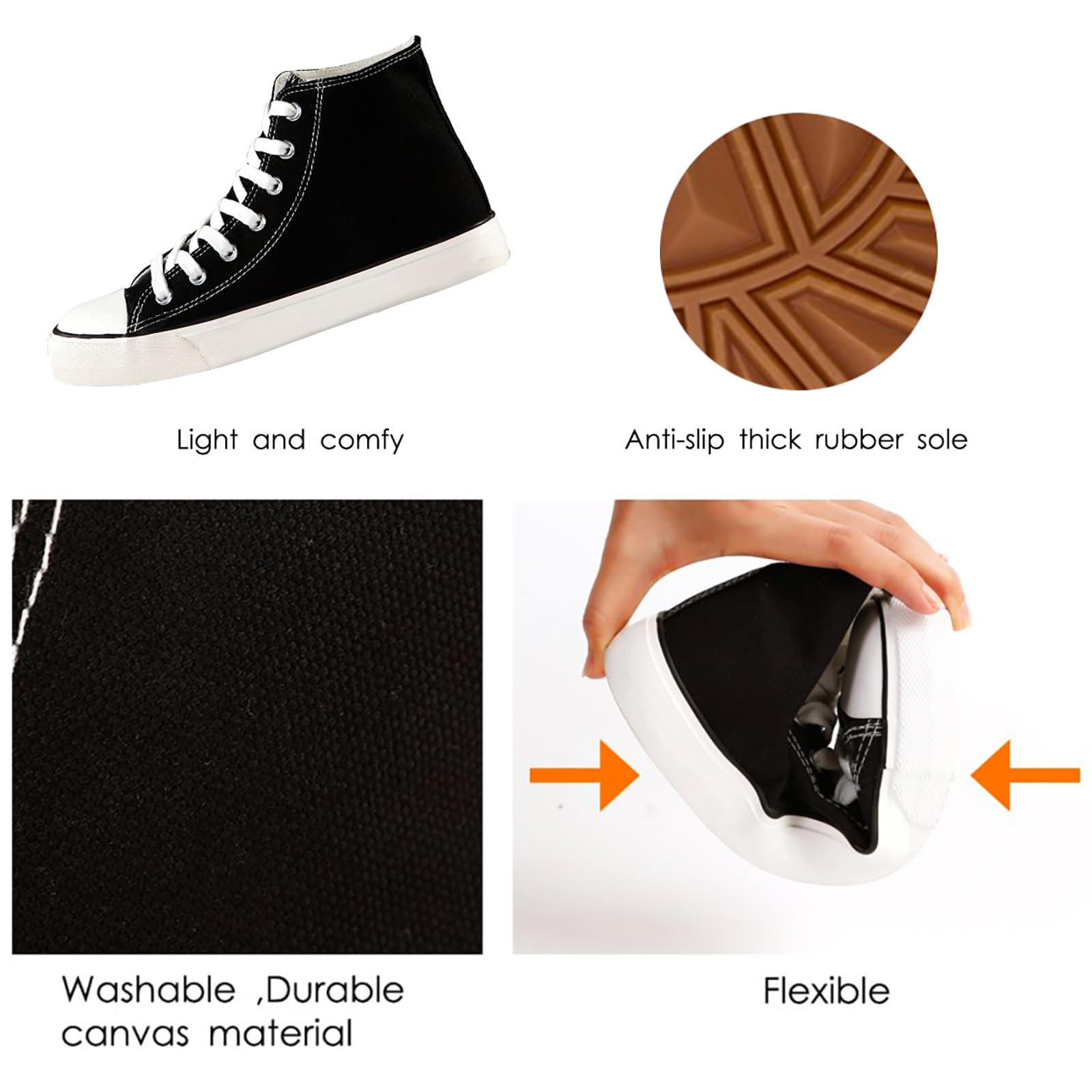 Women's High Top Canvas Sneakers - Comfortable Lace Up Casual Walking Shoes for Women - Perfect for Everyday Wear, Gym, and Outdoor Activities