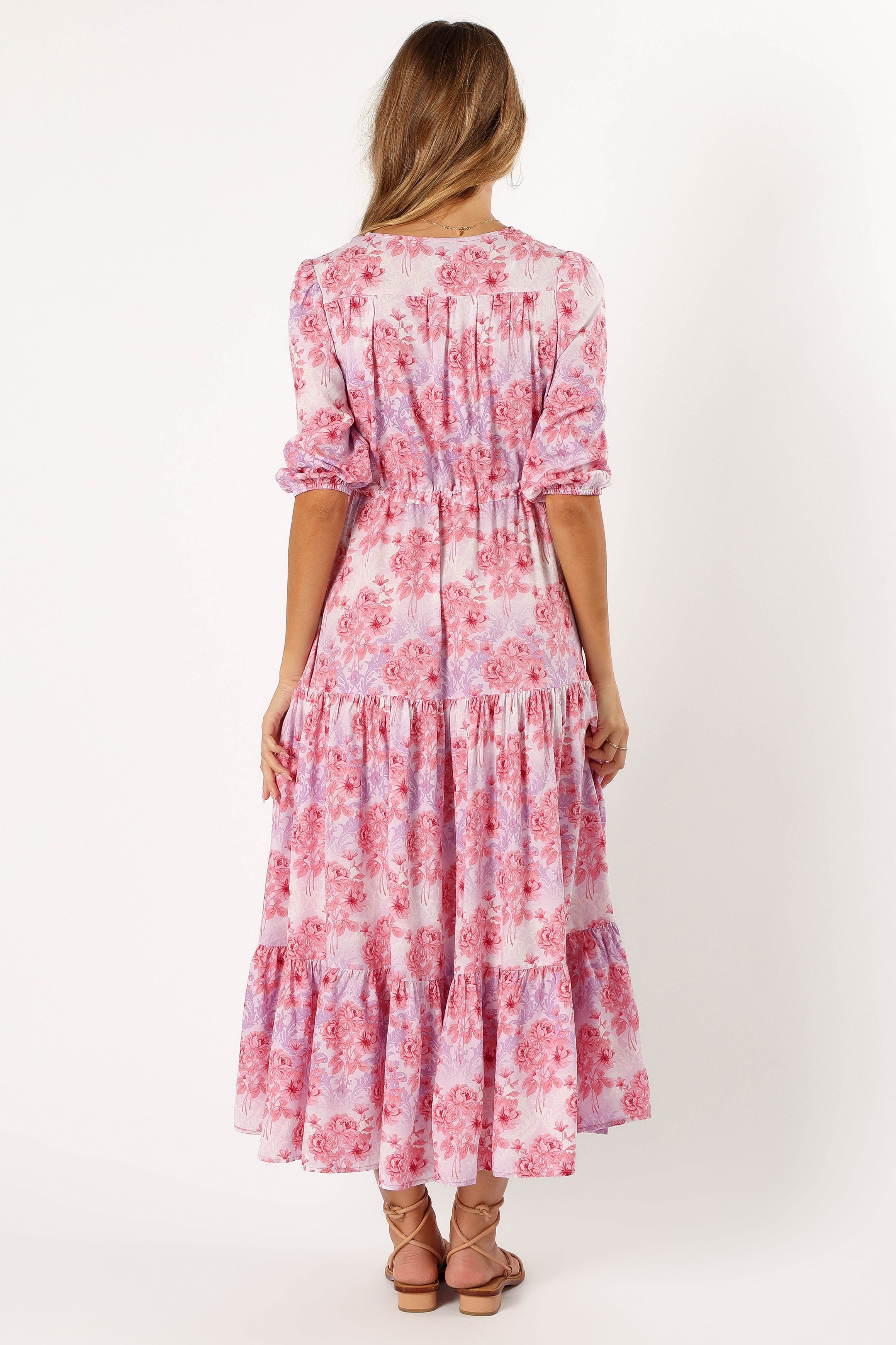 Kelda Women's Floral Print Dress - Pink & Purple Flowy Maxi Dress for Summer, Beach, and Casual Outings
