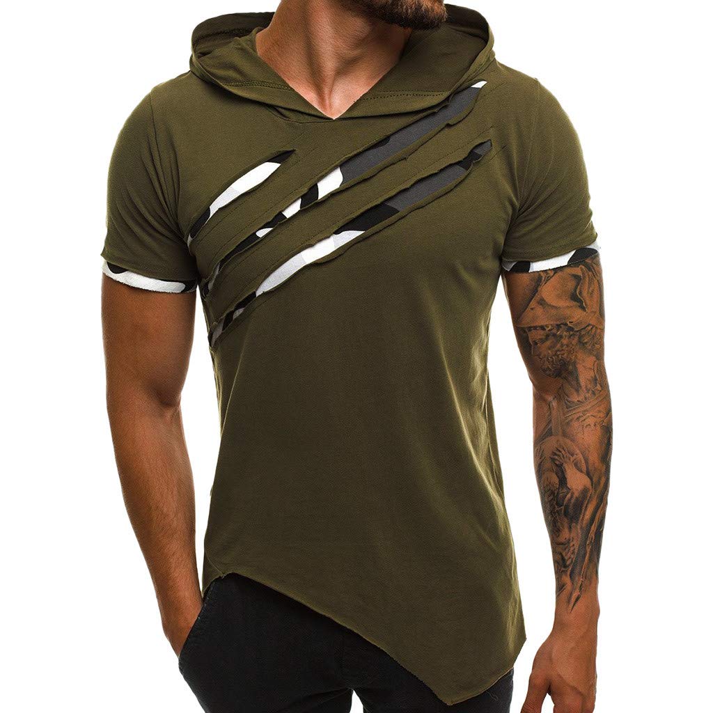 2022 Cool Hoodies for Men | Summer Flannel Shirts Slim Short Sleeve | Casual Patchwork T-Shirt | Men's Polyester Blouse Top | Perfect for Outdoor Activities, Streetwear & Casual Wear