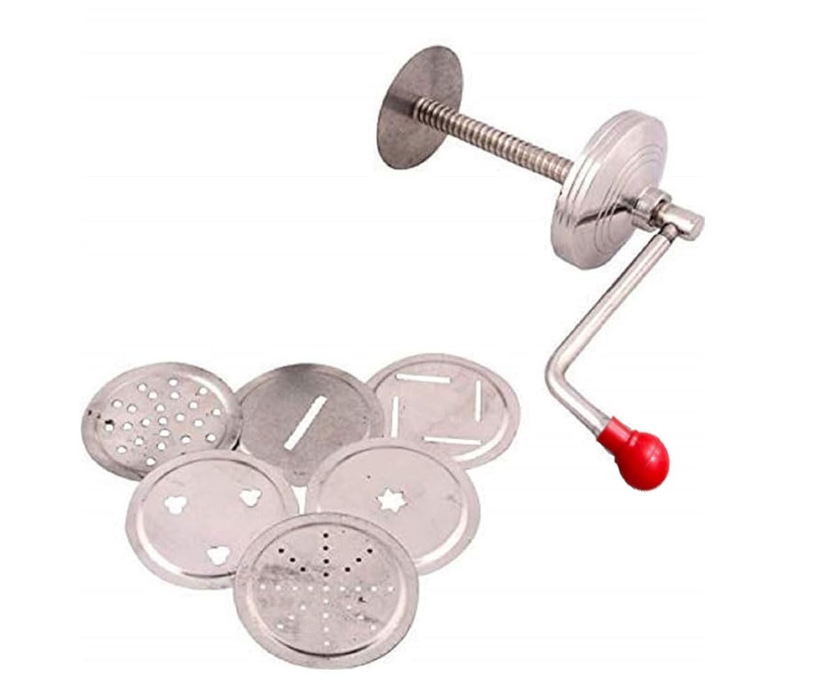 Premium Stainless Steel Sev Maker & Sancha - Manual Pasta Press Machine for Indian Snacks, Silver Color | Perfect for Homemade Sev, Noodles & Pasta | Ideal for Indian Cuisine, Cooking Enthusiasts & Restaurants