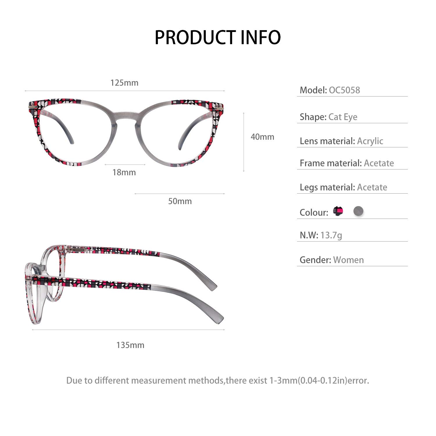 Stylish OCCI CHIARI Reading Glasses for Women & Men - Lightweight Eyewear Frames for Fashion & Reading - Perfect for Office, Home, and Daily Use