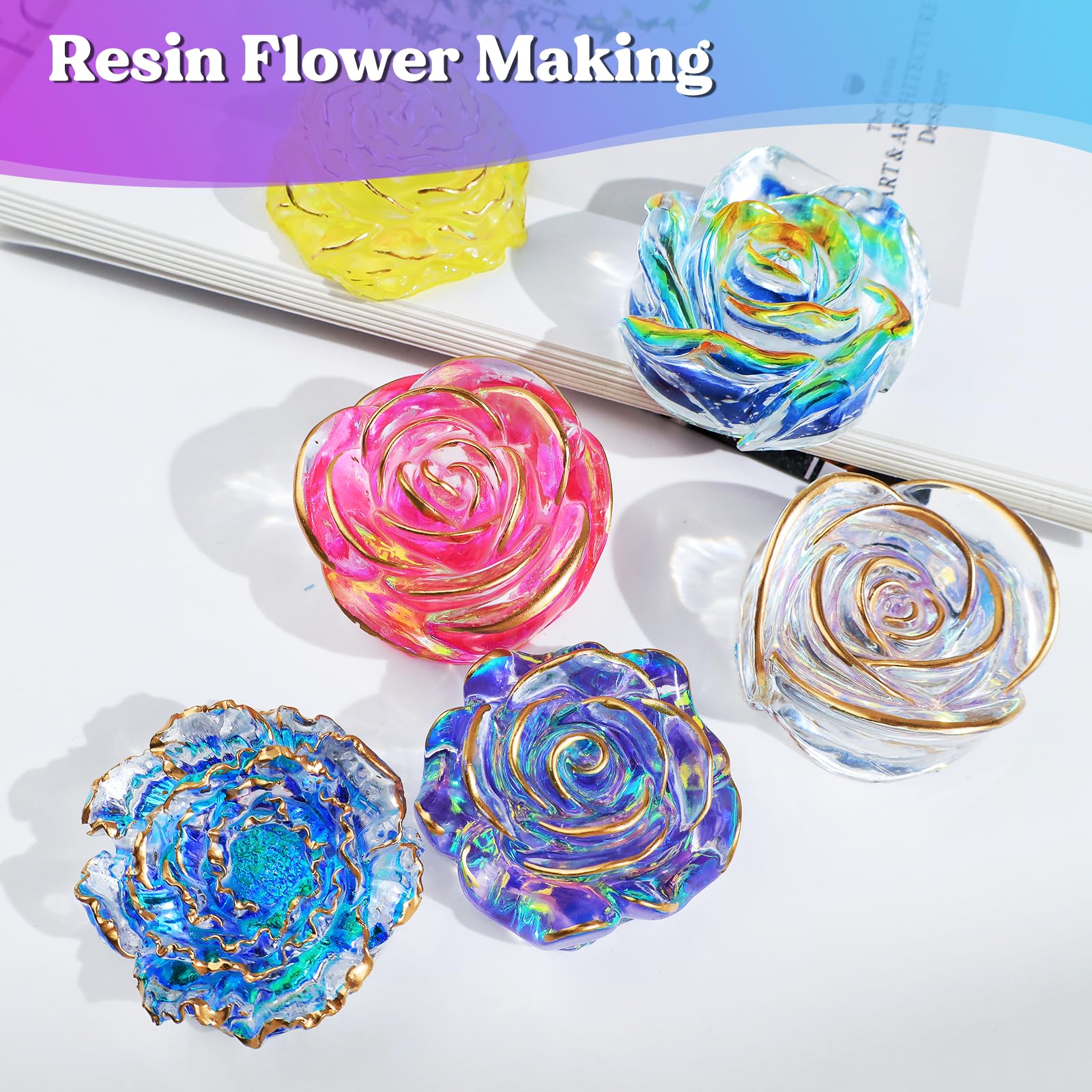 LET'S RESIN 6-Piece Flower Silicone Candle Molds Set for Soy Wax, Beeswax - DIY Candle Making, Resin Crafts - Perfect for Home Decor, Wedding Centerpieces & Gift Making