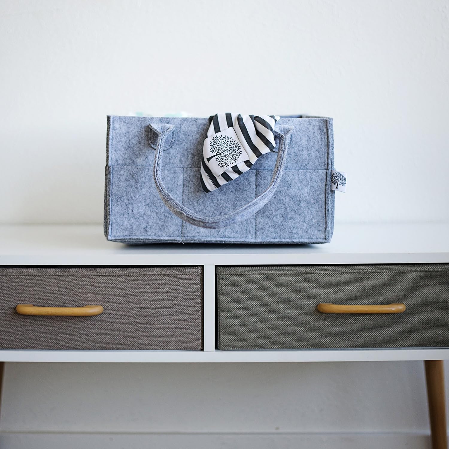 Parker Baby Diaper Caddy Organizer - Gray Nursery Storage Bin & Car Organizer for Baby Essentials | Perfect for Nursery, Changing Station & Travel