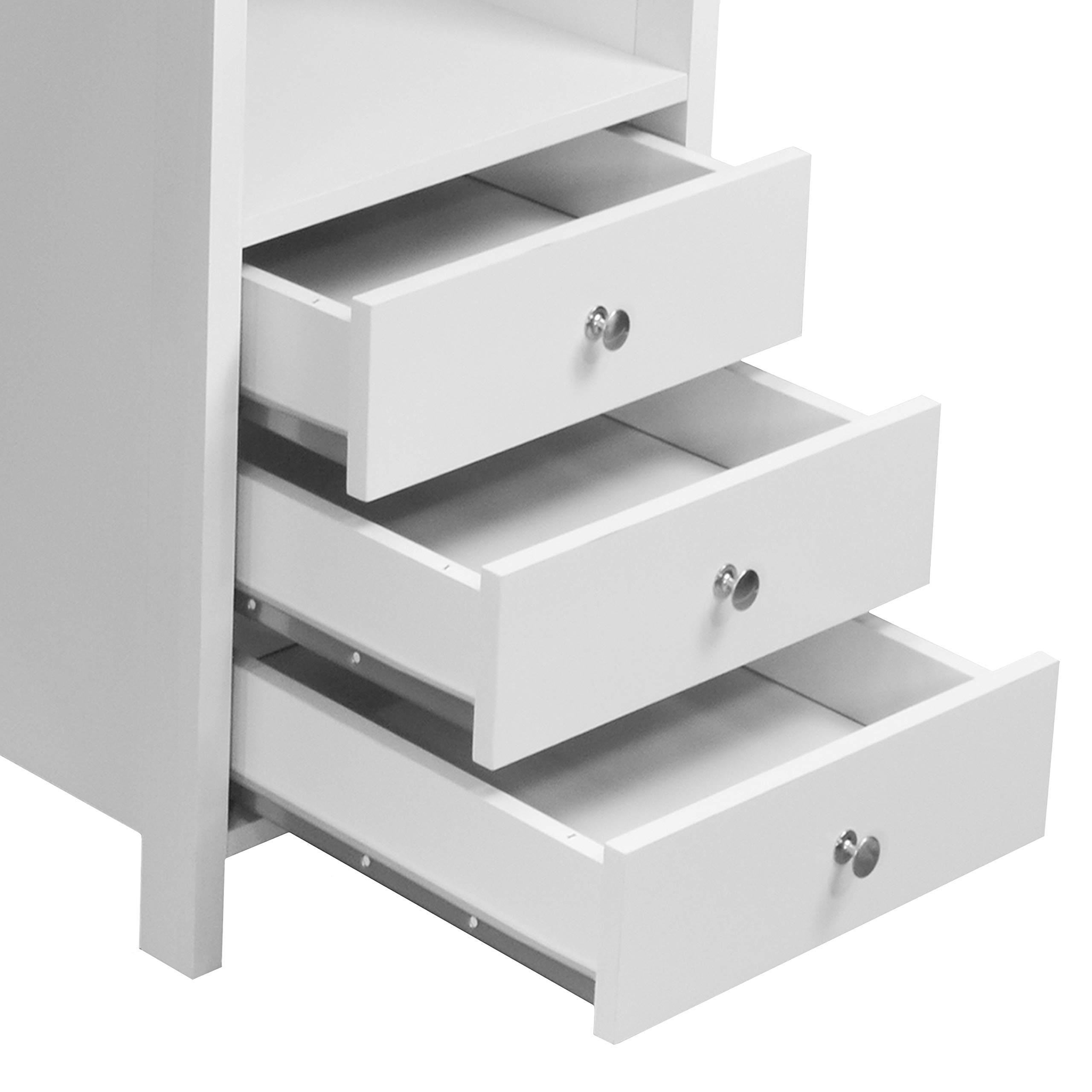 Techni Mobili White Office Desk with 3 Drawers & Open Shelf - Compact Laminated Wood Computer Desk for Small Spaces, Home Office, Bedroom & Study | Perfect for Remote Work, Online Classes & Crafting