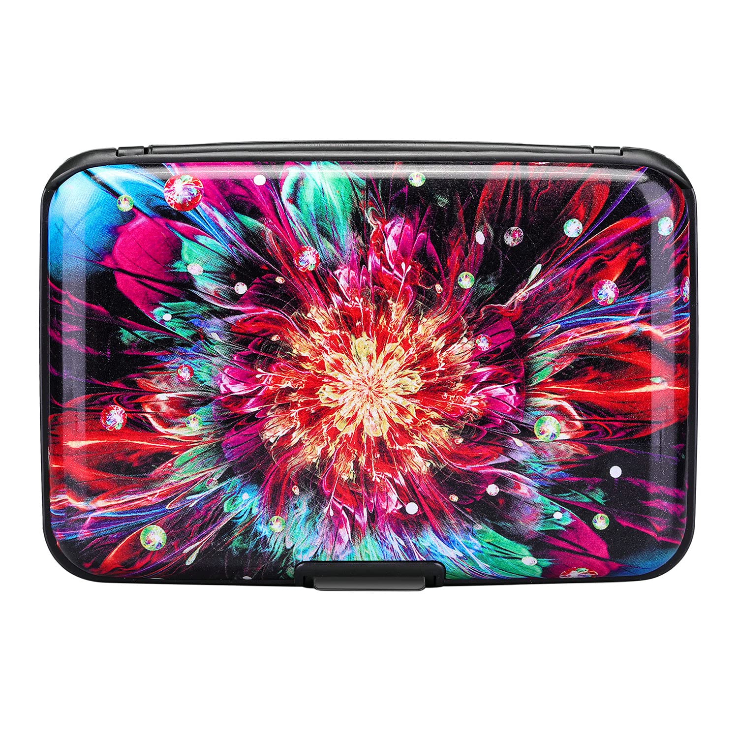ELFISH Mini RFID Blocking Aluminum Wallet - Slim Credit Card Holder for Men & Women - Metal ID & Business Card Case (Gorgeous Flower Design) - Perfect for Travel, Work & Everyday Use