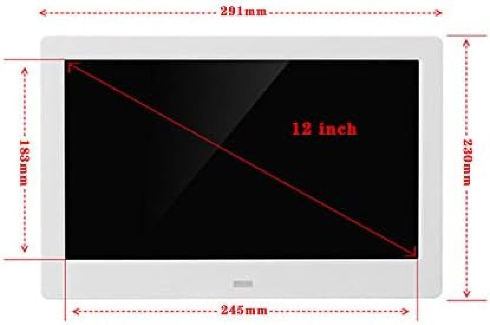 12-inch Widescreen HD Digital Photo Frame with Smart Advertising Display - Horizontal & Vertical Screen Electronic Photo Album - Multi-Function Support (Black) - Perfect for Home, Office & Retail Digital Signage