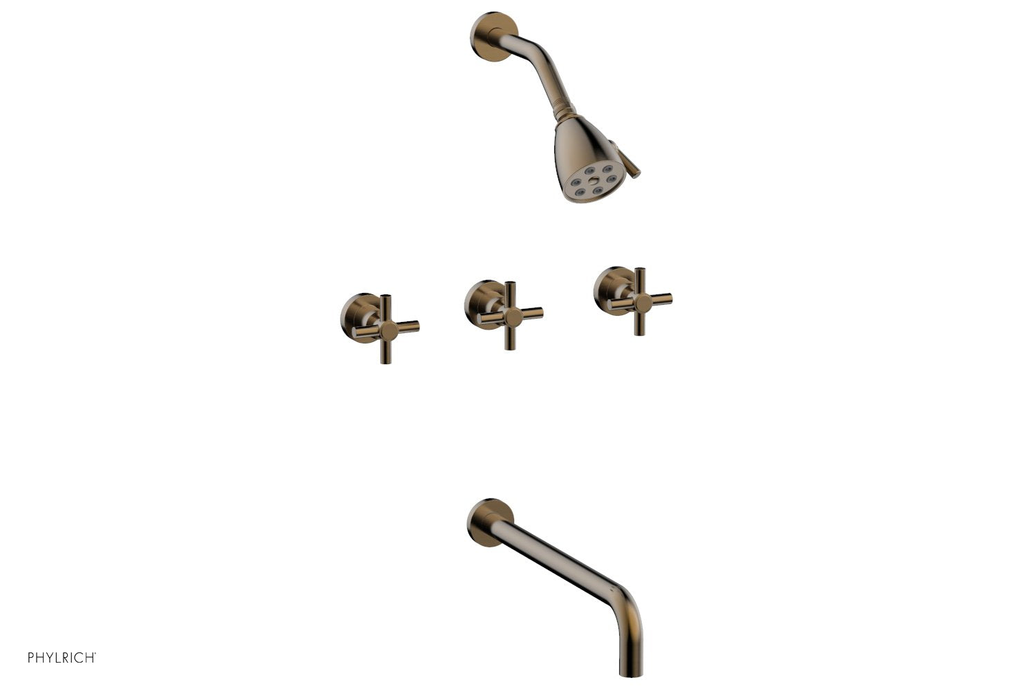 BASIC Three Handle Tub and Shower Faucet Set with 14