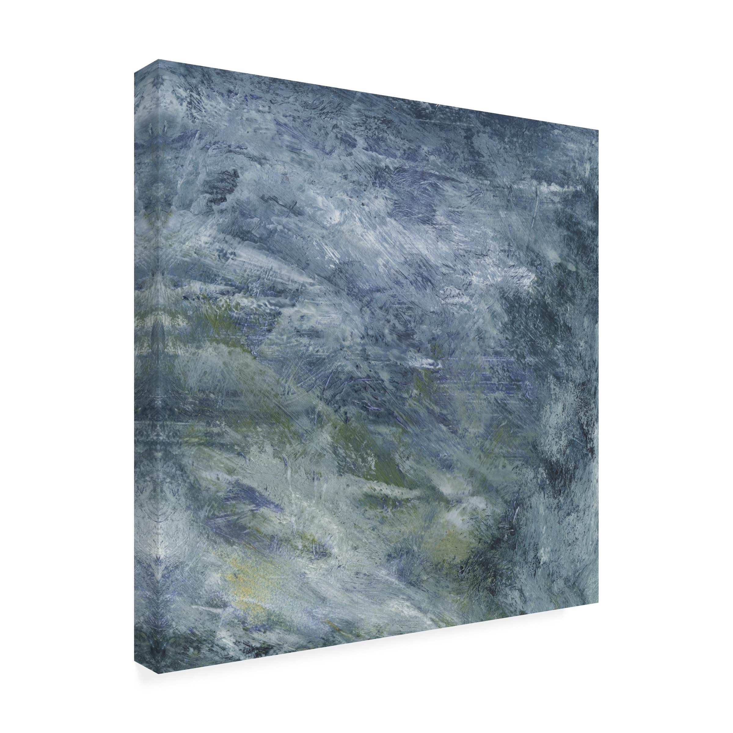 Sharon Gordon 'Encaustic Tile In Blue II' Canvas Wall Art Print - Modern Blue Abstract Painting for Living Room, Bedroom & Office Decor