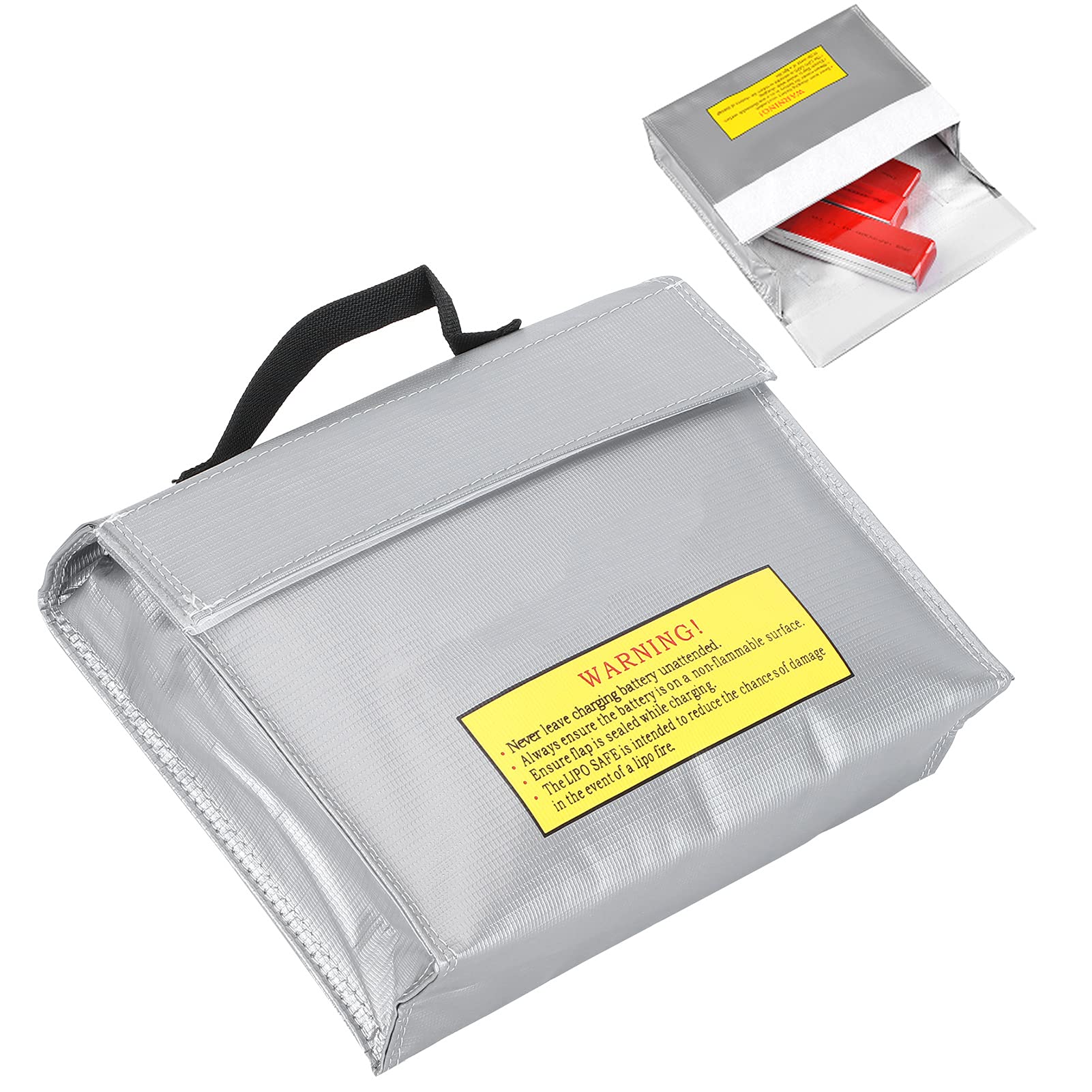 Fireproof Lipo Battery Storage Bag - Portable Li-Po Safe Pouch for RC Drone & Aircraft Batteries - Ideal for Travel, Charging & Transport Safety