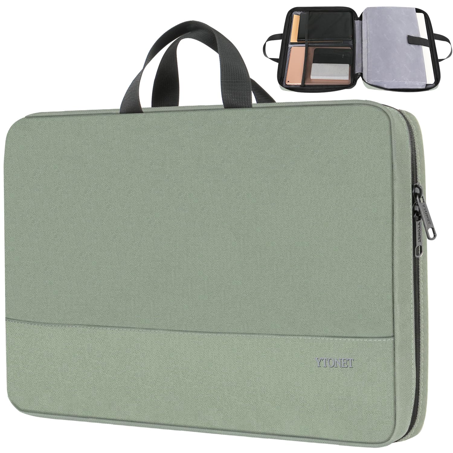 Ytonet 17.3 Inch Slim Water Resistant Laptop Sleeve with Handle - Durable Laptop Cover Case for Travel, Office, Meetings, and Daily Use - Compatible with Lenovo, HP, Dell, Asus (Avocado Green) - Perfect for Commuting, School, and Business Trips