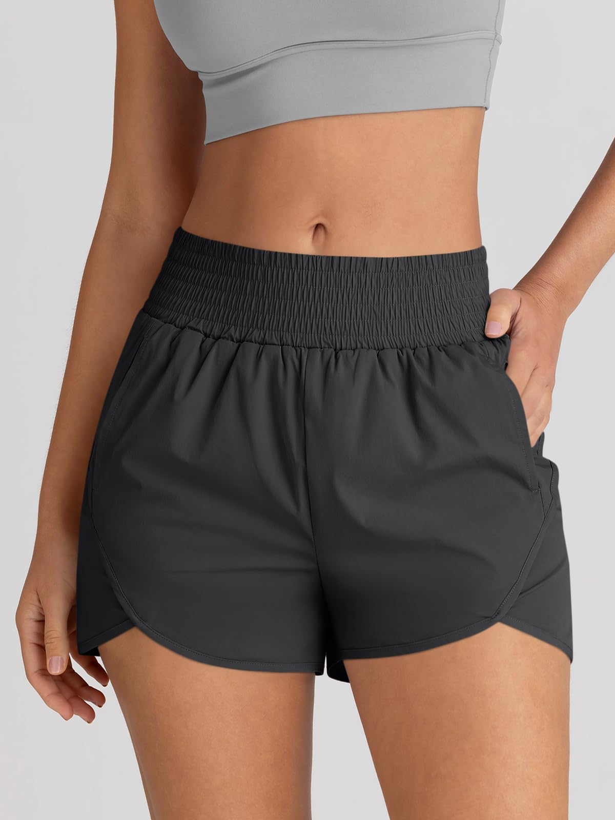 AUTOMET Women's High Waisted Athletic Shorts - Breathable Running & Gym Workout Shorts with Pockets - Comfortable Casual Sports Shorts for Yoga, Jogging & Outdoor Activities 2025