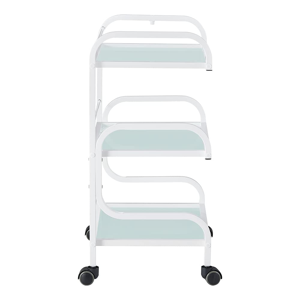 3-Tier Metal Medical Roller Cart with Tempered Glass - Mobile Storage Cart for Spa, Clinic & Hospital Use - DIR Medical Utility Cart for Equipment Organization