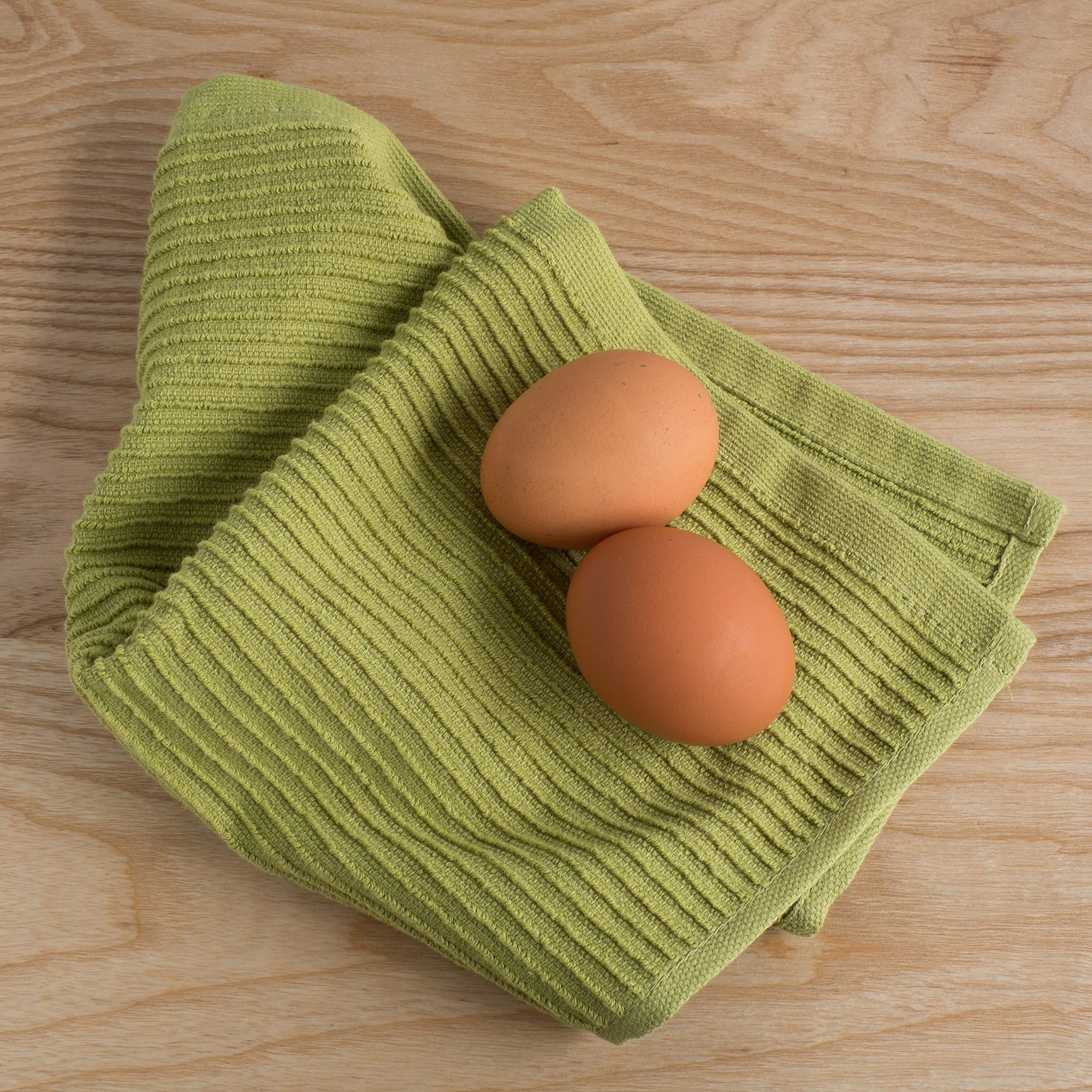 Now Designs Ripple Kitchen Dishcloth Set of 4 - Absorbent & Reusable Cactus Green Dish Towels for Washing Dishes, Cleaning Countertops & Kitchen Use