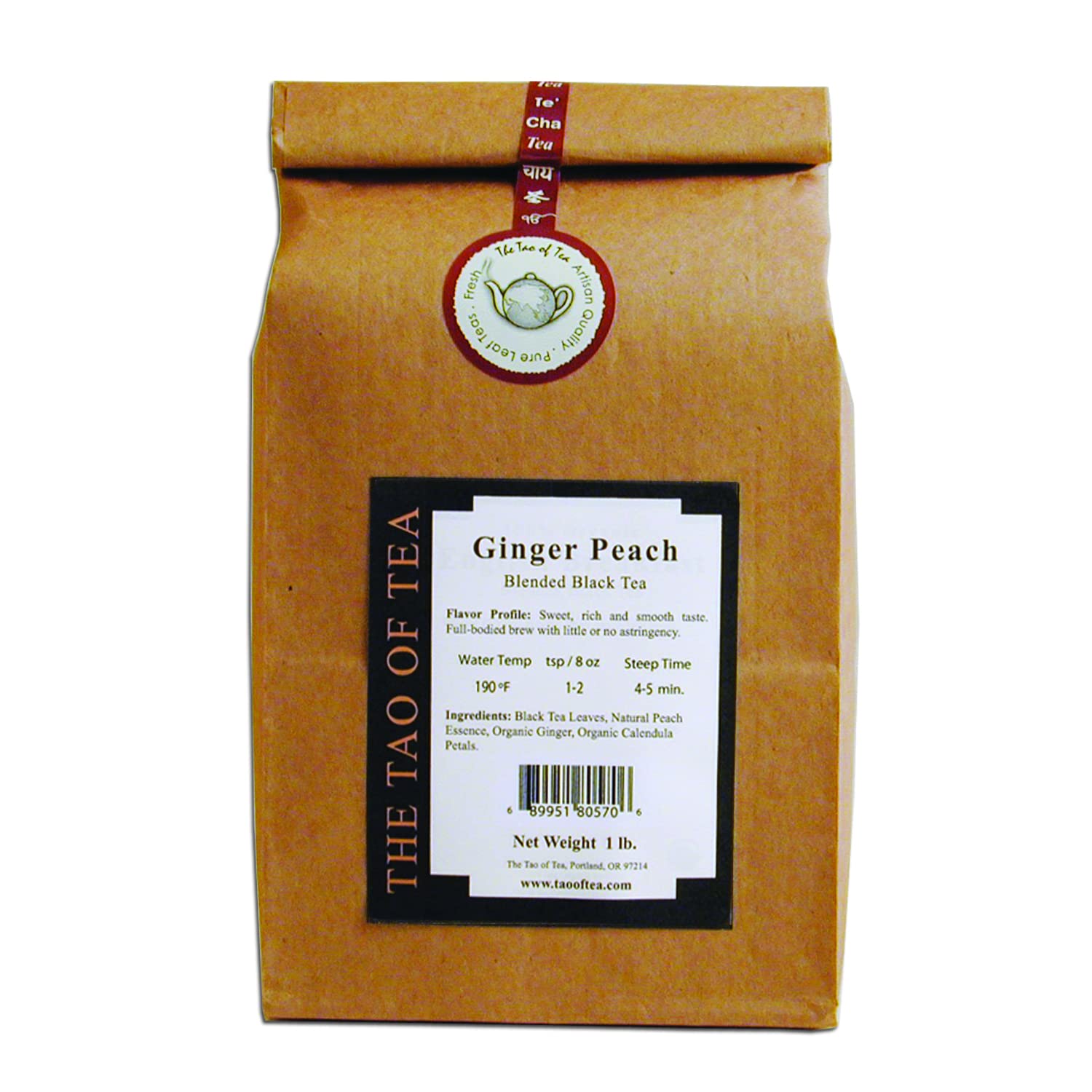 Premium Ginger Peach Black Tea Blend - 1 Pound Bag | Organic Loose Leaf Tea for Iced Tea & Hot Brewing | Perfect for Relaxation, Gifts & Afternoon Tea Time