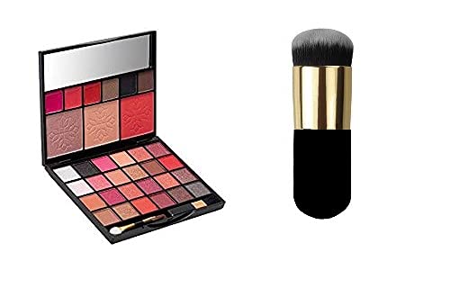 HUDA CRUSH BEAUTY Eyeshadow Palette with Brush Set - All-in-One Makeup Kit with Black Foundation Brush for Face Contouring & Eye Makeup | Perfect for Professional Makeup Artists & Daily Beauty Routine