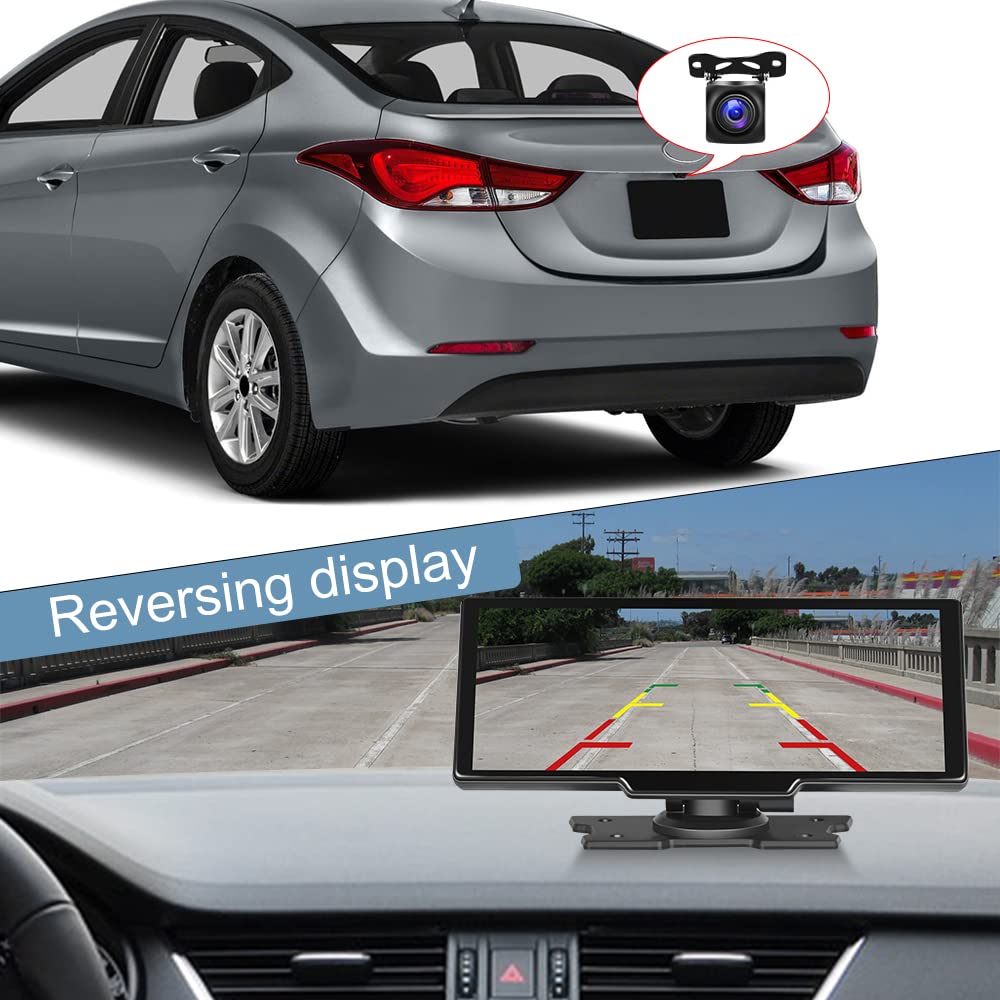 10.26 Inch Wireless CarPlay Monitor with Bluetooth & Android Auto - 2K+1080P Dual Camera Car DVR with HD Backup Display - Perfect for Safe Driving & Parking Assistance
